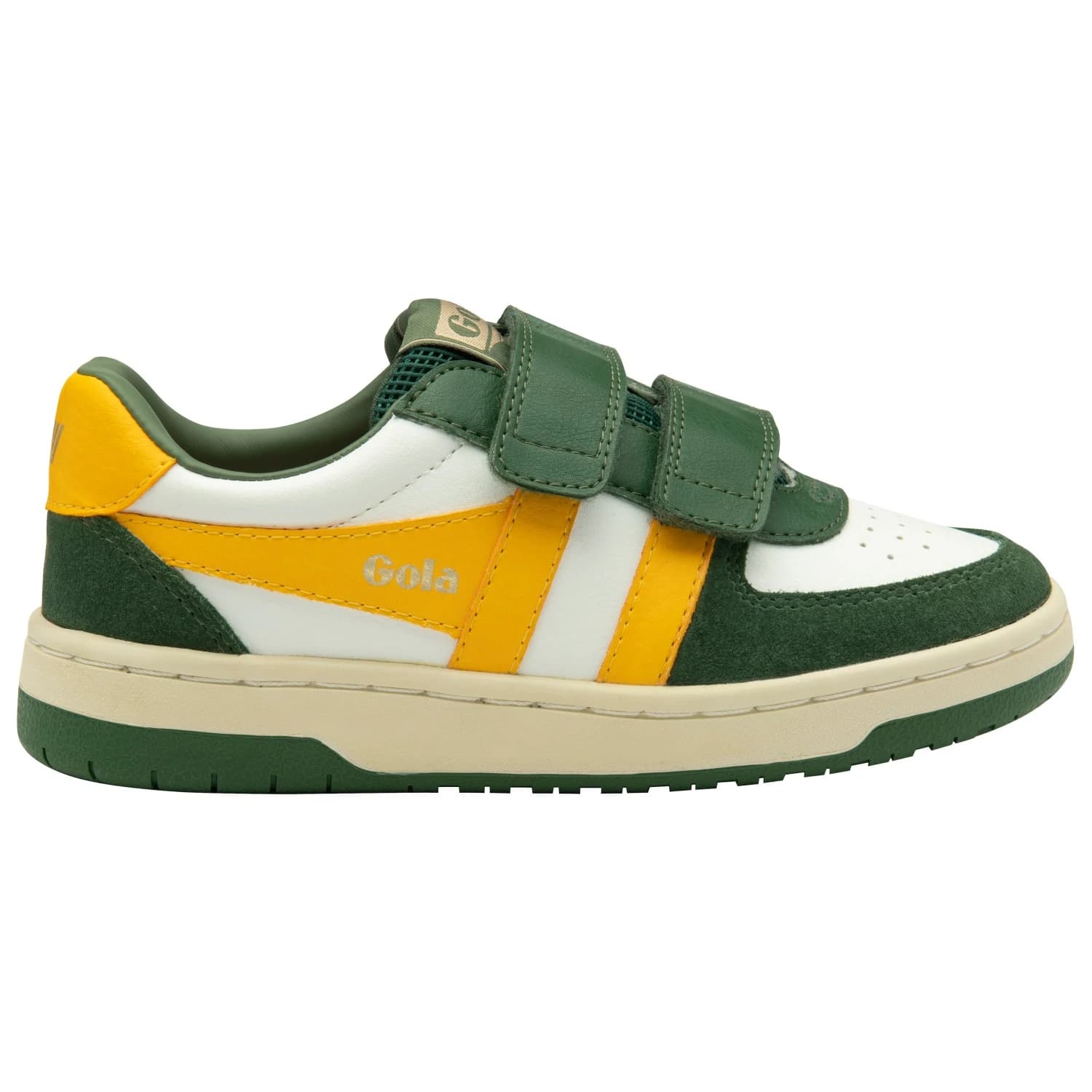 Детски маратонки Gola Kid's Hawk Strap Sneakers - White / Evergreen / Sun