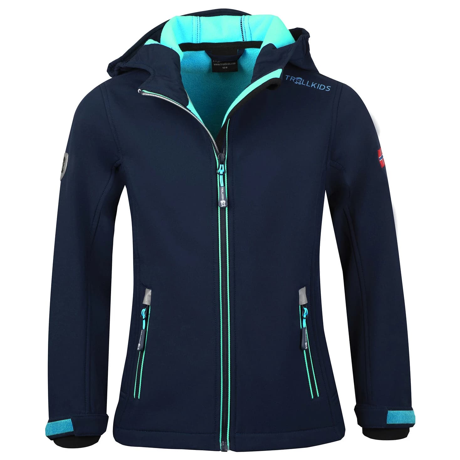 Детско софтшел яке Trollkids Girl's Trollfjord Jacket Softshell jacket - Navy / Mint