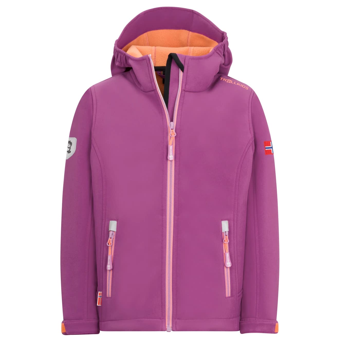 Детско софтшел яке Trollkids Girl's Trollfjord Jacket Softshell jacket - Mallow Pink / Papaya