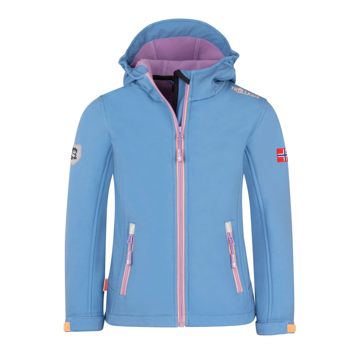 Детско софтшел яке Trollkids Girl's Trollfjord Jacket Softshell jacket - Cornflower / Violet Sorbet