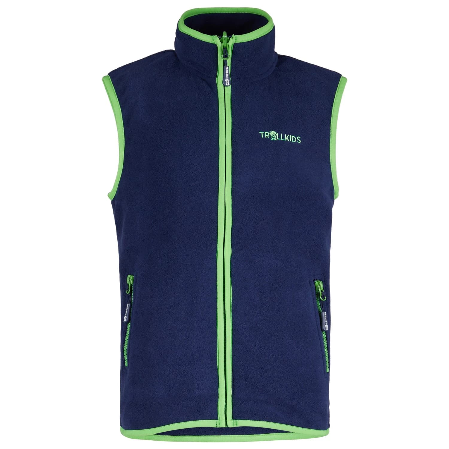 Детски поларен елек Trollkids Kid's Arendal Vest Fleece vest - Navy / Viper Green