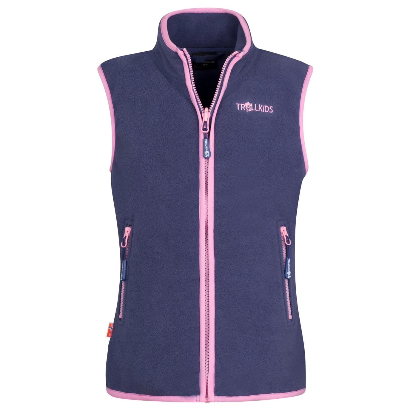 Детски поларен елек Trollkids Kid's Arendal Vest Fleece vest - Violet Blue / Wild Rose