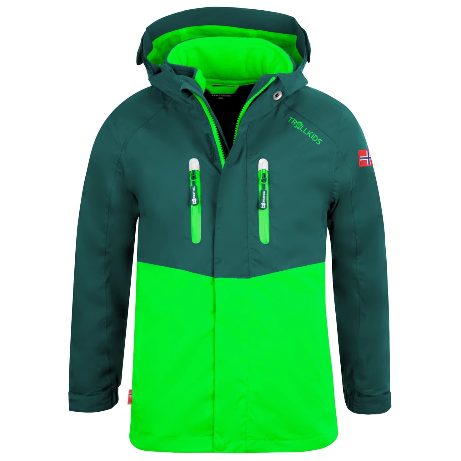 Детско 3-в-1 яке Trollkids Kid's Bryggen 3in1 Jacket 3-in-1 jacket - Dark Green / Bright Green