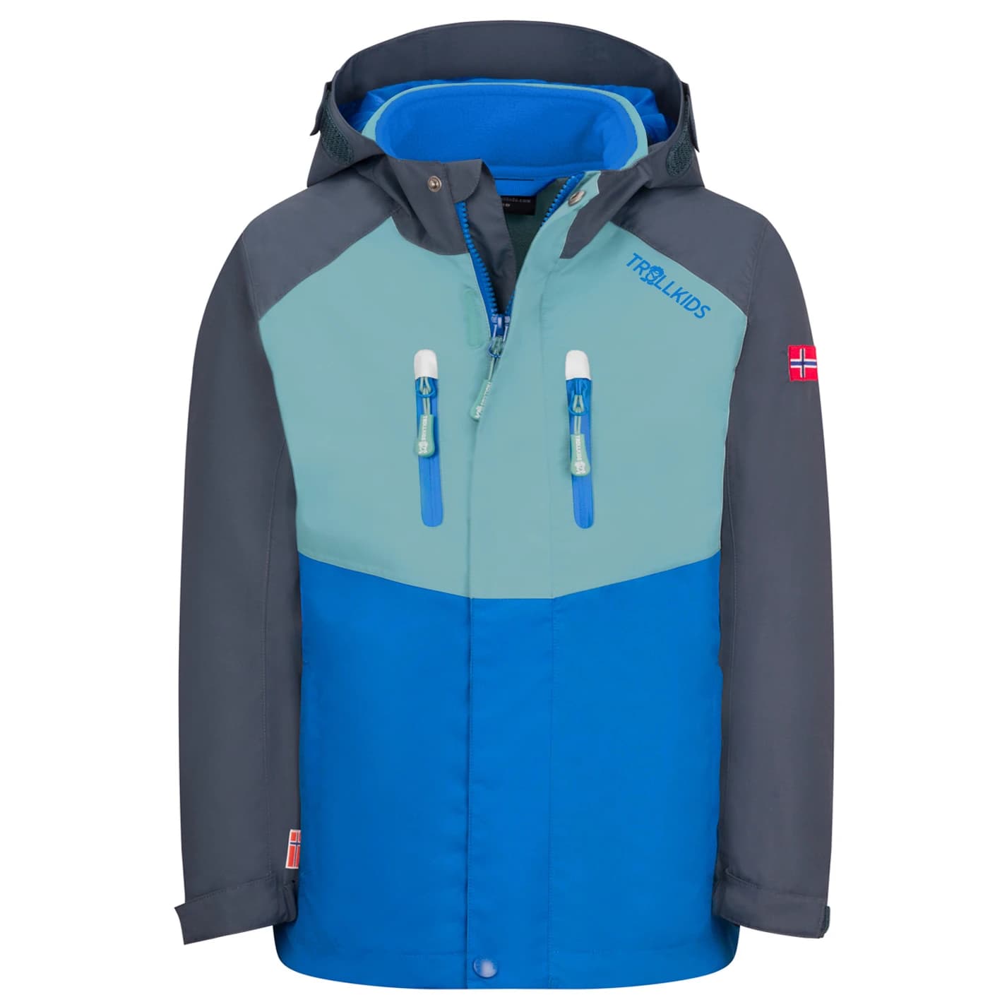 Детско 3-в-1 яке Trollkids Kid's Bryggen 3in1 Jacket 3-in-1 jacket - Dusky Turquoise / Dark Navy / Cobalt Blue