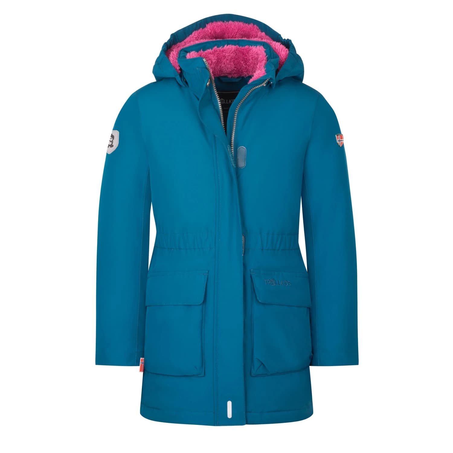 Детско пухено яке Trollkids Girl's Alesund Coat Coat - Madeira Blue / Bright Berry