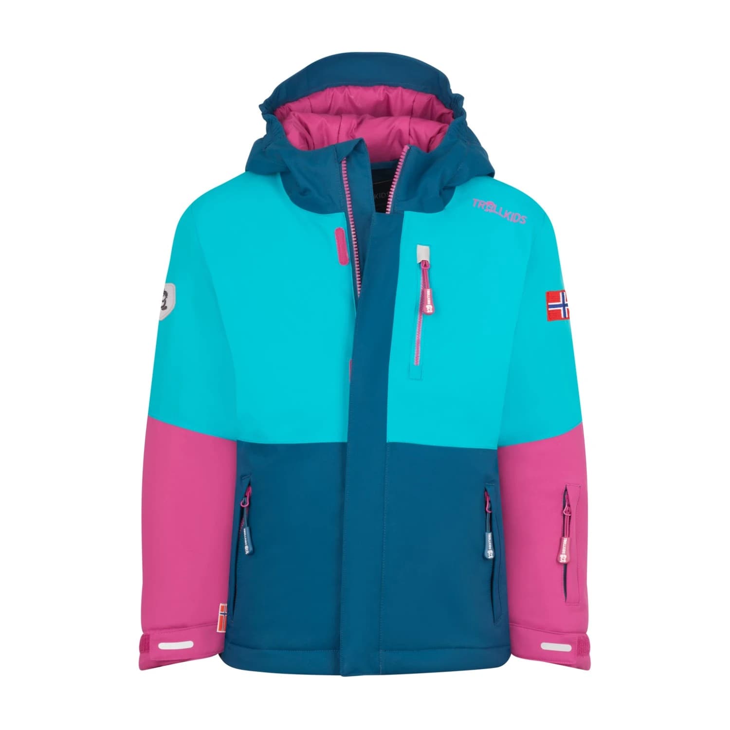 Детско ски яке Trollkids Kid's Hallingdal Jacket Winter jacket - Bright Berry / Dark Turquoise / Madeira Blue
