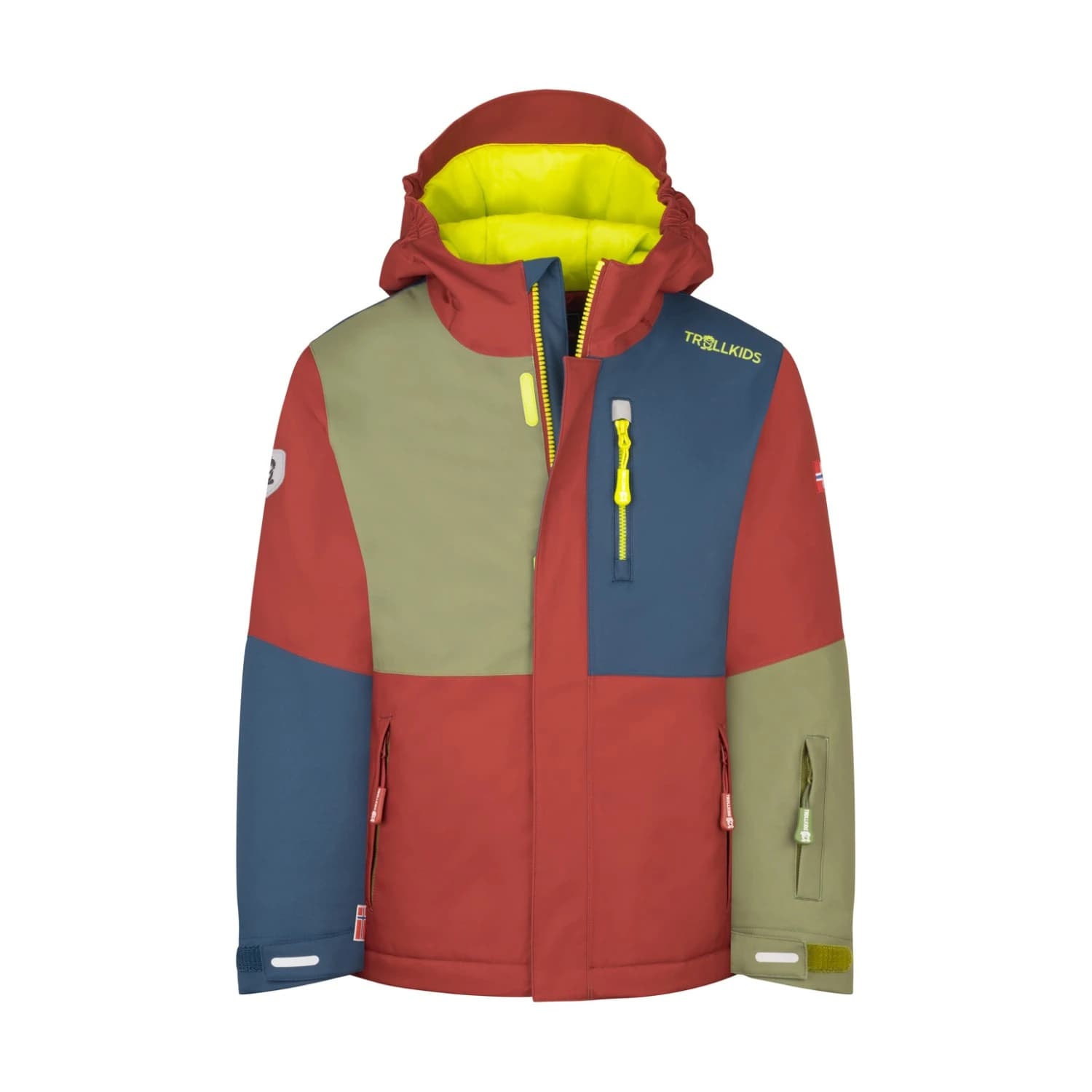Детско ски яке Trollkids Kid's Hallingdal Jacket Winter jacket - Carmin Red / Willow Green / Mystic Blue