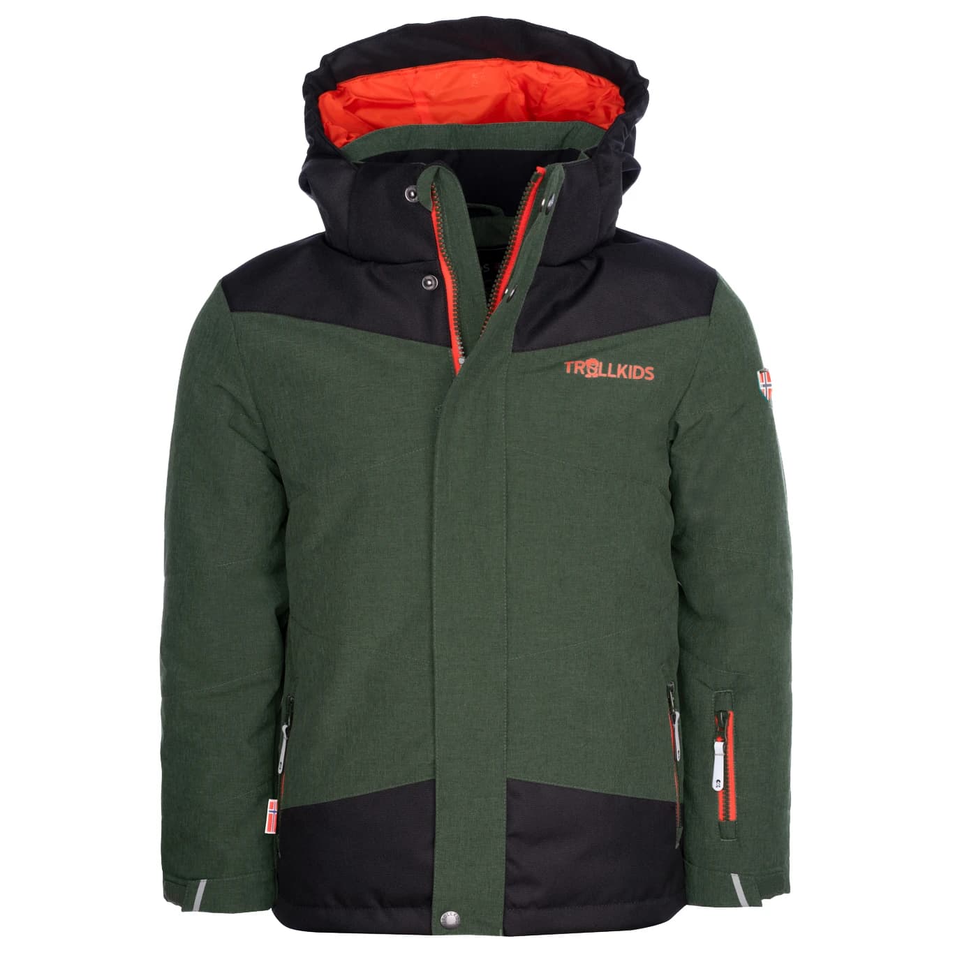 Детско ски яке Trollkids Kid's Norefjell Jacket Ski jacket - Forest Green / Flame Orange