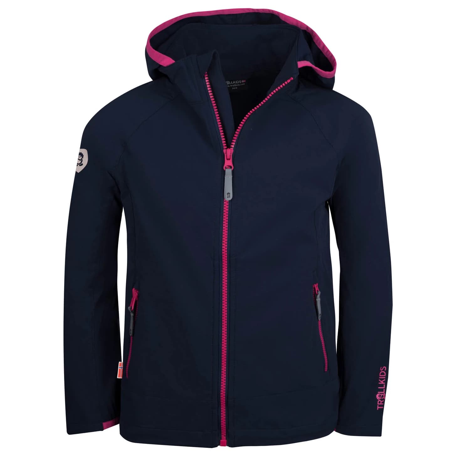 Детско ежедневно яке Trollkids Girl's Kvalvika Jacket Softshell jacket - Navy / Magenta