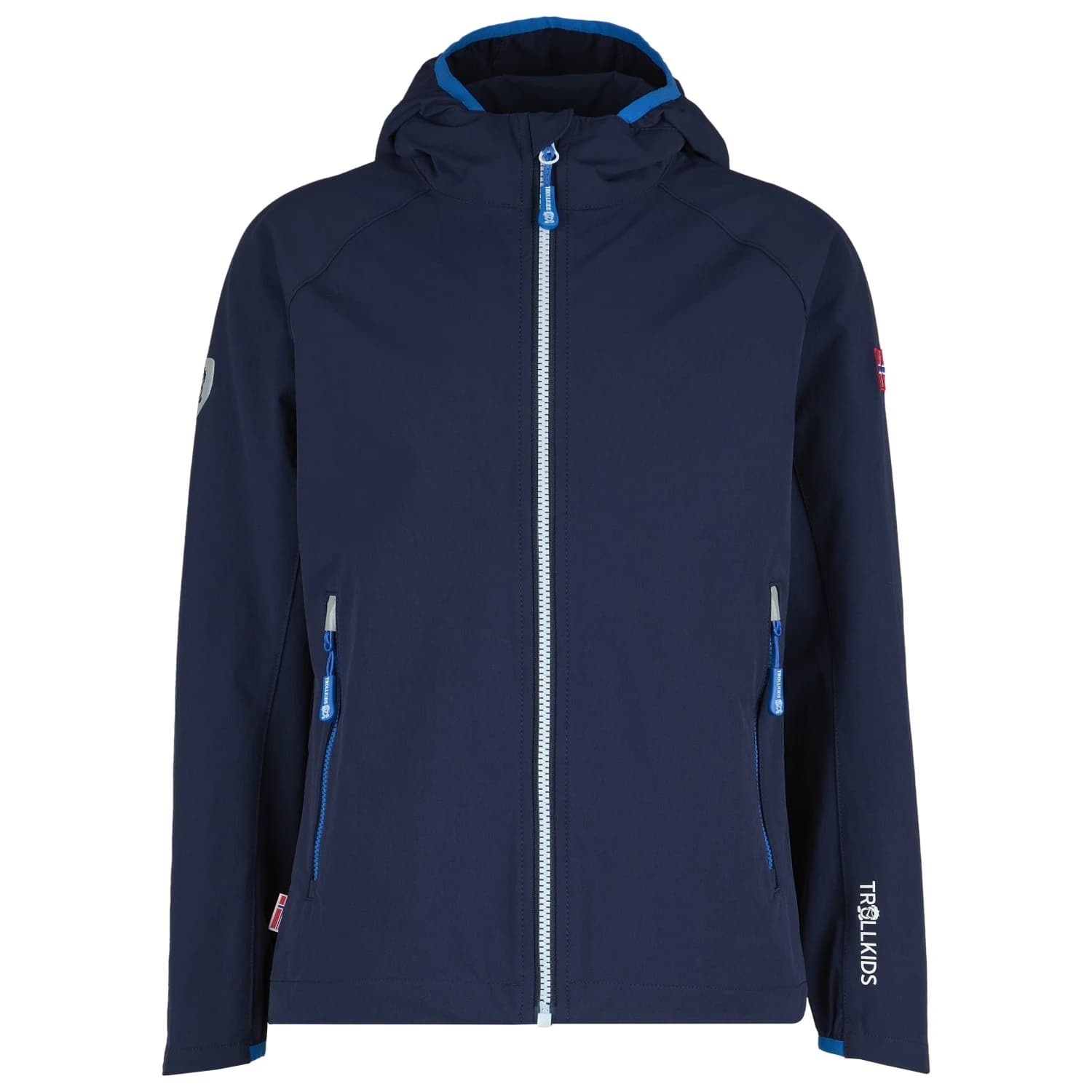 Детско ежедневно яке Trollkids Kid's Kvalvika Jacket Softshell jacket - Navy / White / Med Blue