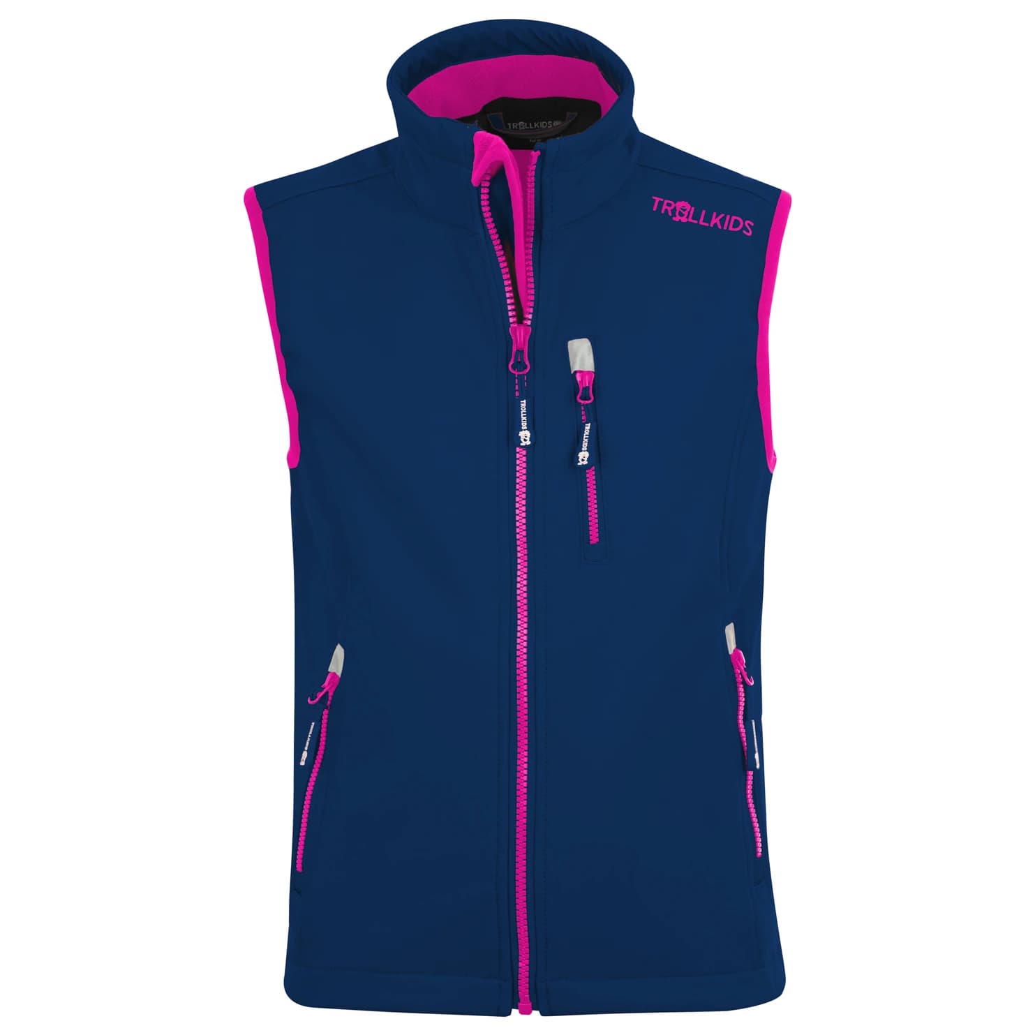 Детски софтшел елек Trollkids Kid's Trollfjord Vest Softshell vest - Navy / Magenta