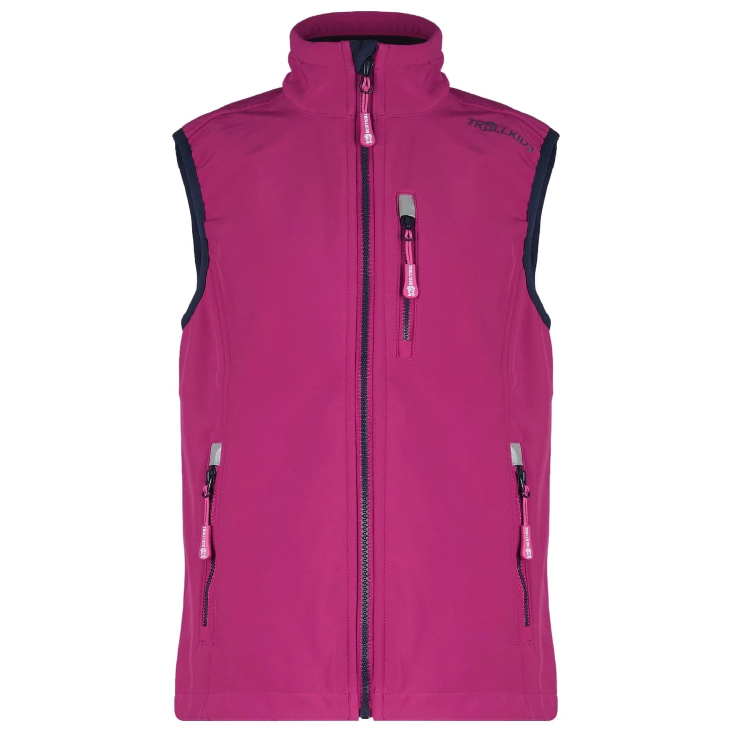 Детски софтшел елек Trollkids Kid's Trollfjord Vest Softshell vest - Fireberry / Navy