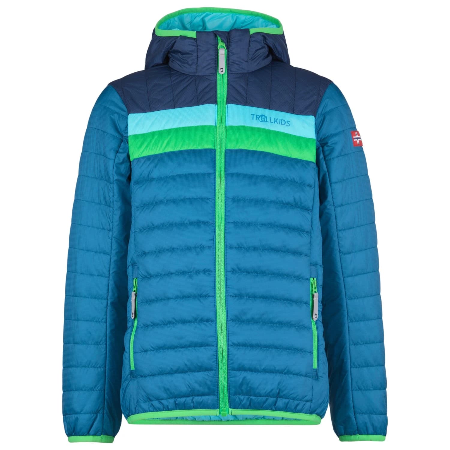 Детско синтетично яке Trollkids Kid's Eikefjord Jacket Synthetic jacket - Dark Marine / Mystic Blue / Fresh Green / Arctic Blue