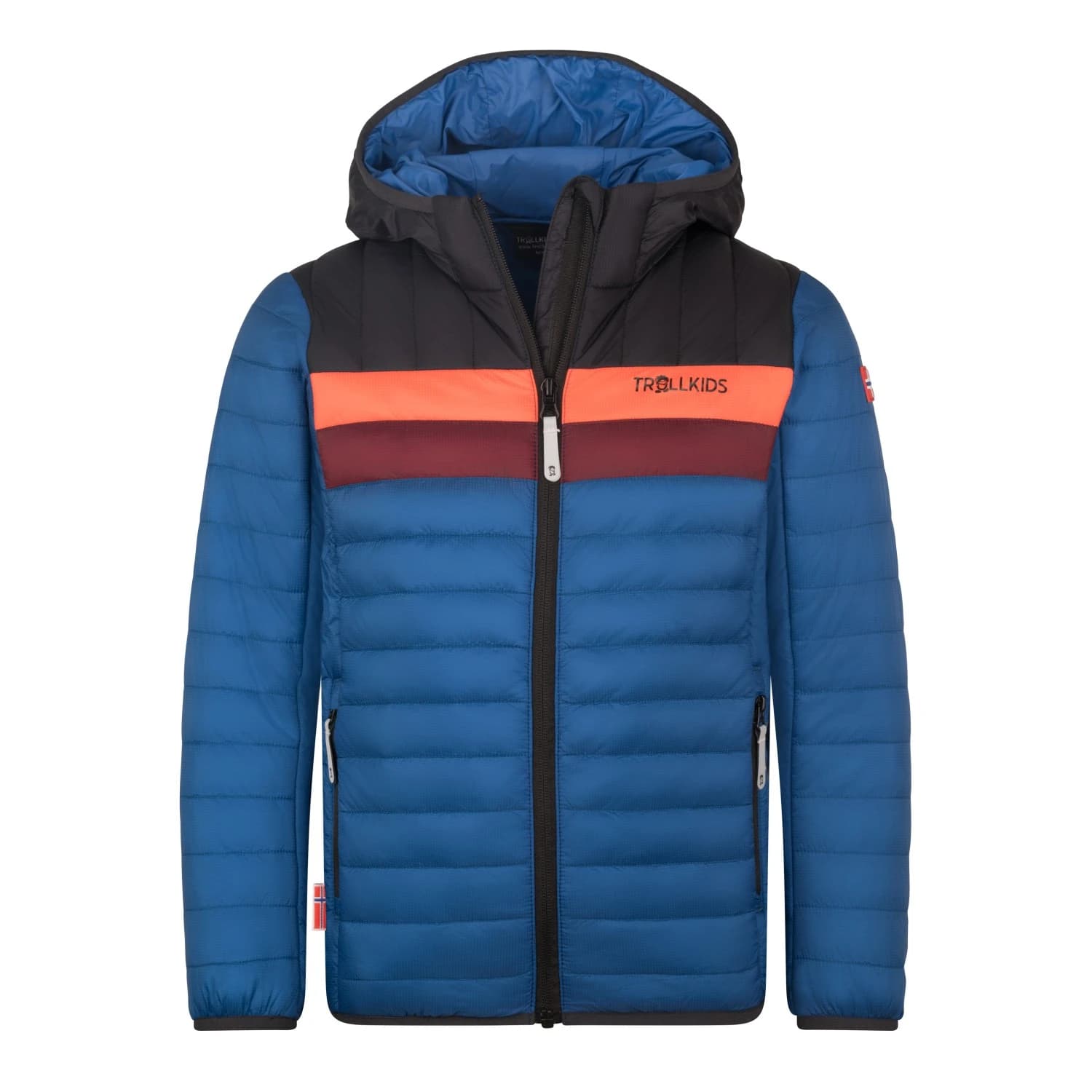 Детско синтетично яке Trollkids Kid's Eikefjord Jacket Synthetic jacket - Alpine Blue / Black / Radiant Red / Chestnut