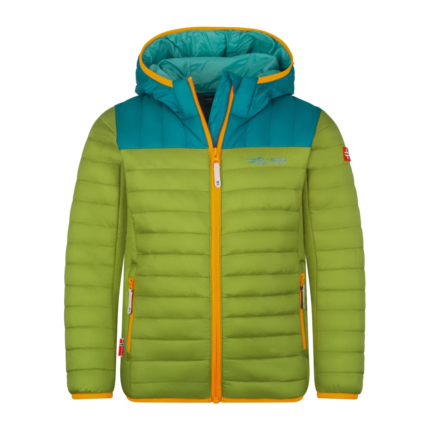 Детско синтетично яке Trollkids Kid's Eikefjord Jacket Synthetic jacket - Pear Green / Lagoon Green / Sea Green / Sahara Sunset
