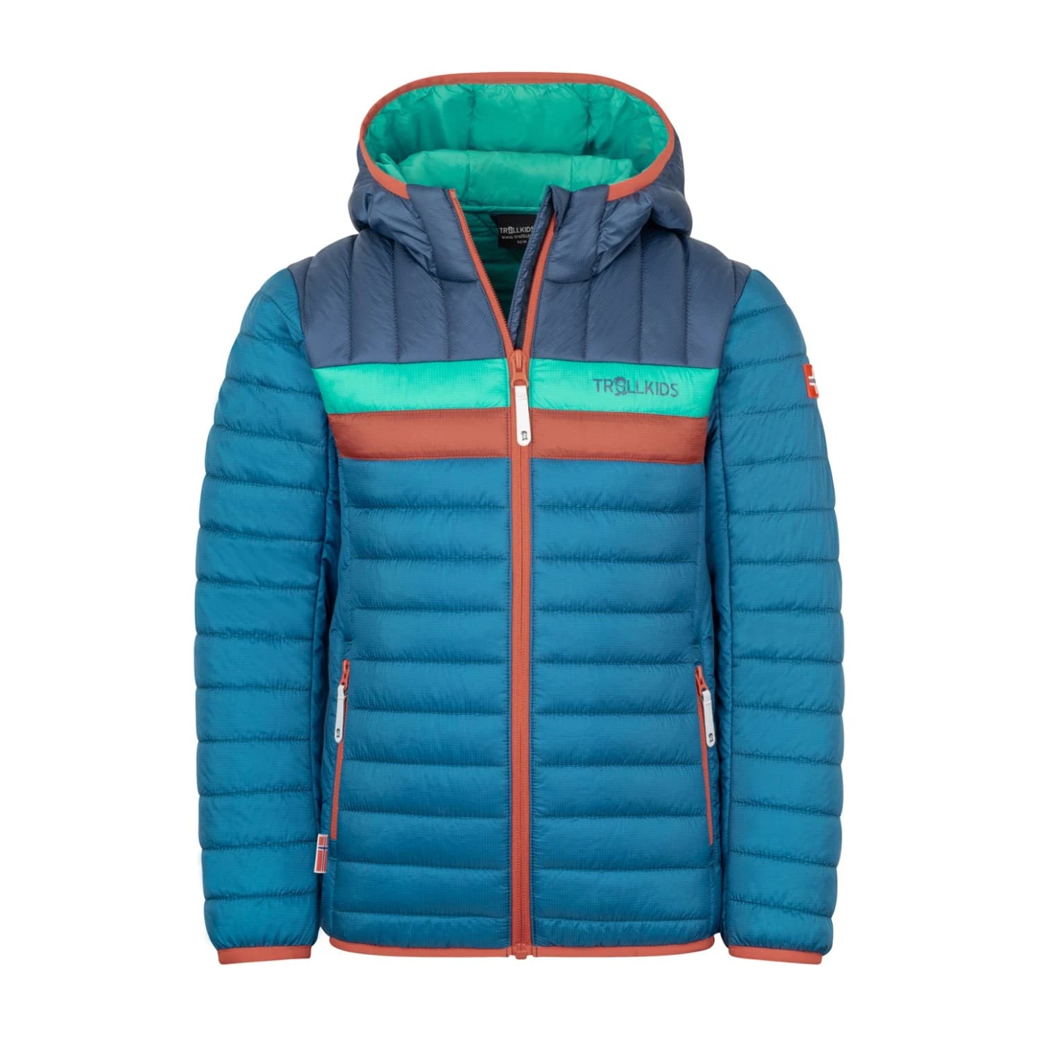 Детско синтетично яке Trollkids Kid's Eikefjord Jacket Synthetic jacket - Summernight Blue / Mystic Blue / Red Clay / Blue Coral