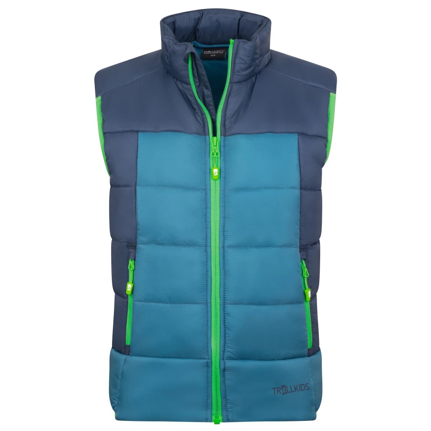 Детски синтетичен елек Trollkids Kid's Hardanger Vest Synthetic vest - Mystic Blue / Dark Marine / Fresh Green