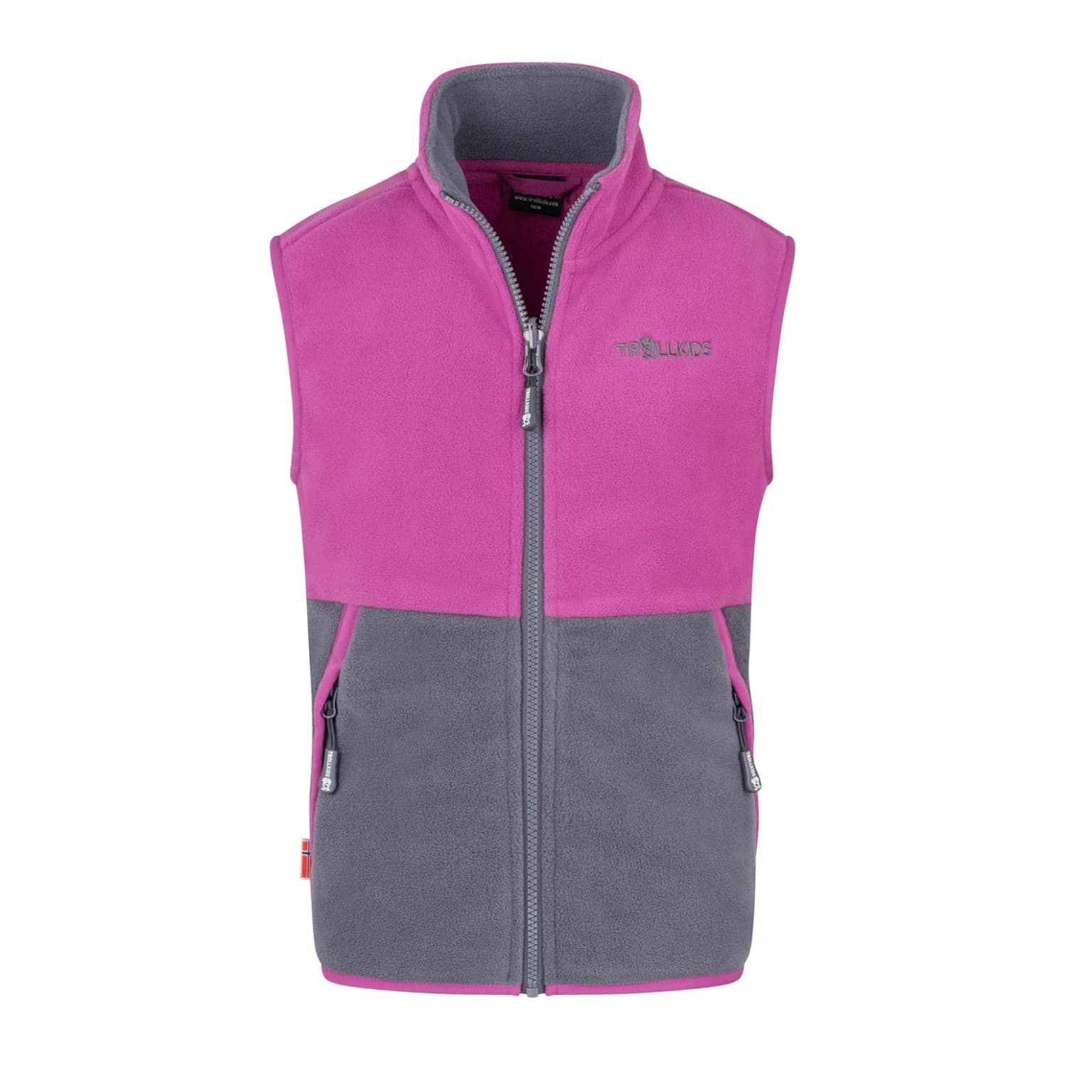 Детски поларен елек Trollkids Kid's Kjerag Vest Fleece vest - Fresh Berry / Graphite