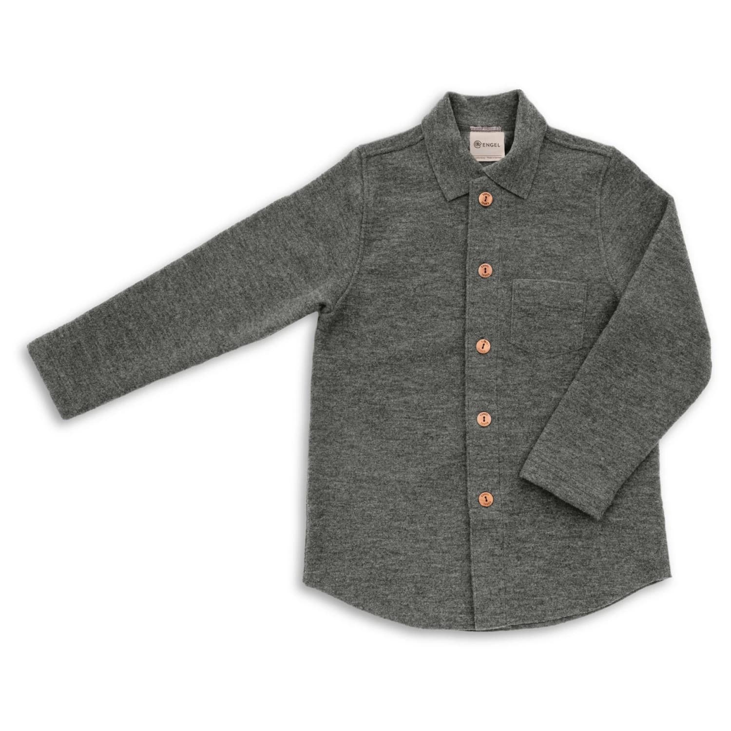 Детско вълнено яке Engel Kid's Hemd Shirt - Lavagrau Melange