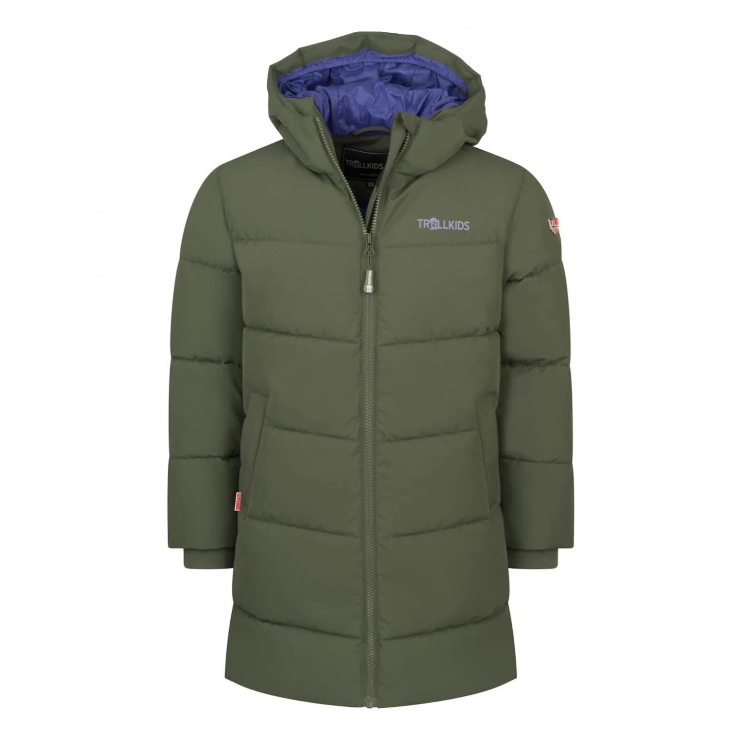 Детско палто Trollkids Girl's Aurland Coat XT Coat - Ivy / Dark Purple / Black