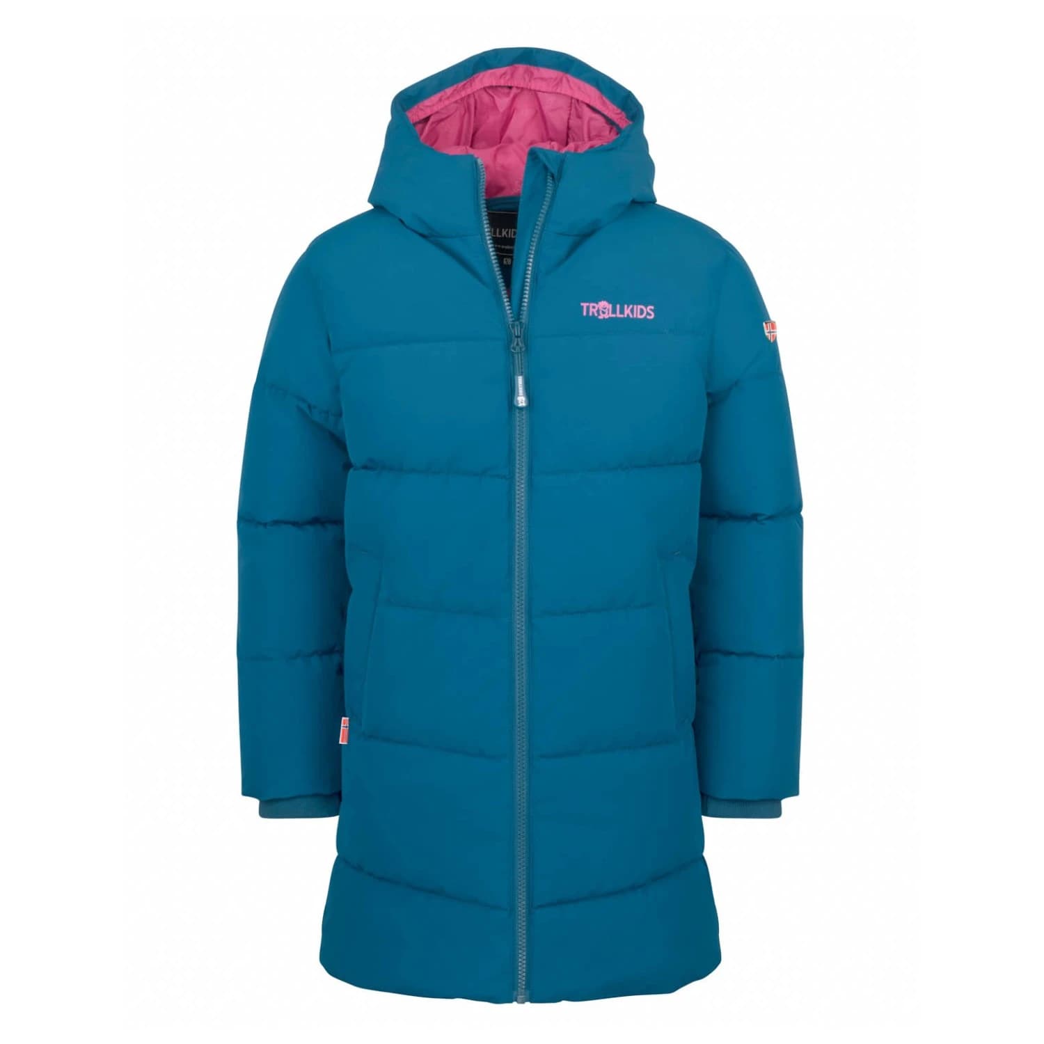 Детско палто Trollkids Girl's Aurland Coat XT Coat - Madeira Blue / Bright Berry