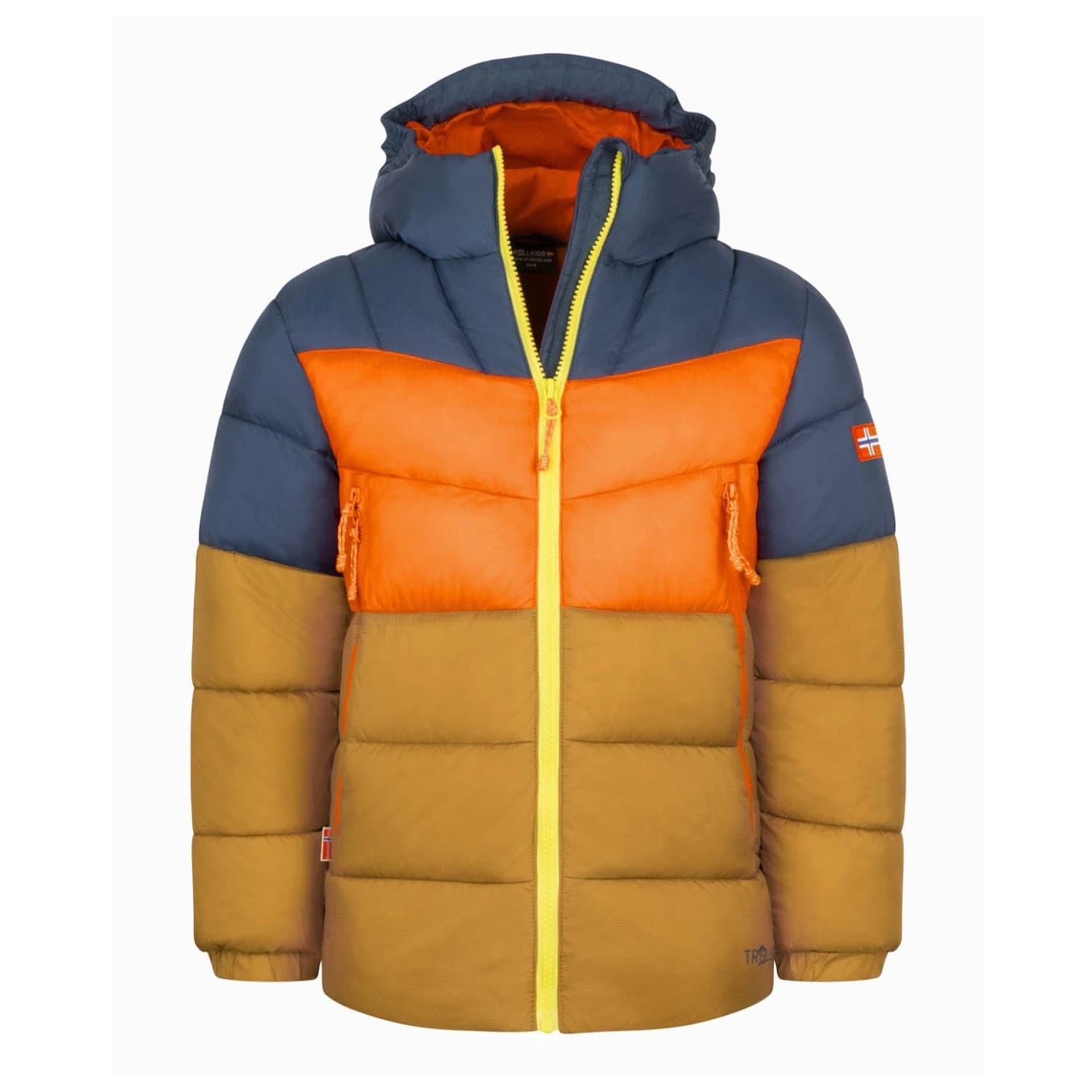 Детско синтетично яке Trollkids Kid's Kirkenes Jacket Synthetic jacket - Bronze / Mystic Blue / Flame Orange