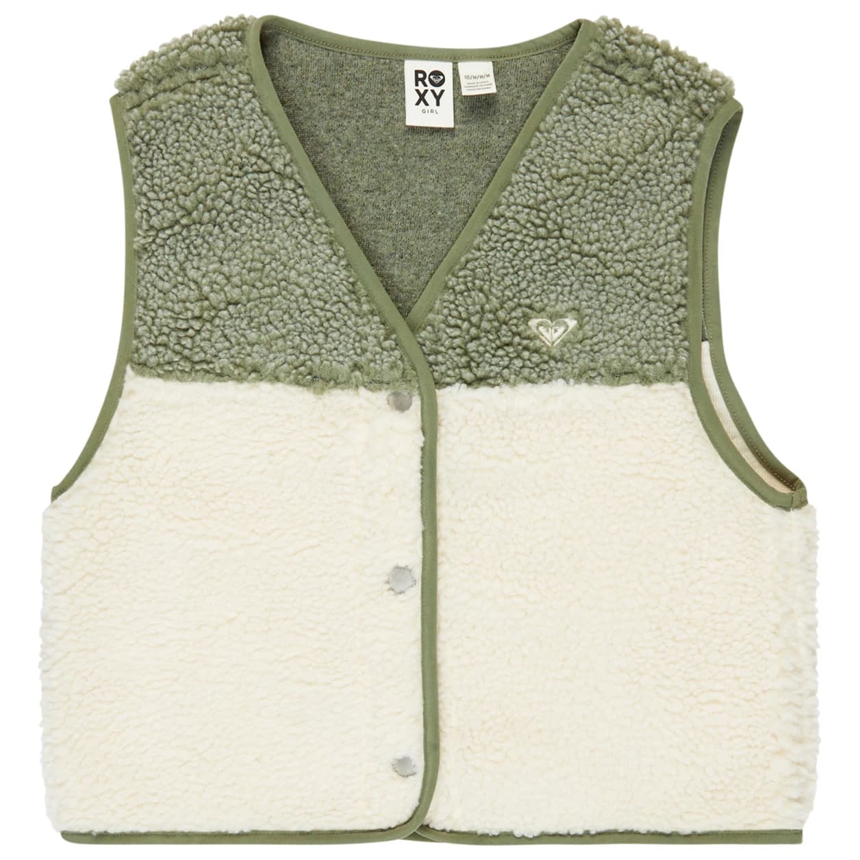 Детски поларен елек Roxy Kid's Iconic Color Block Fleece vest - Oil Green