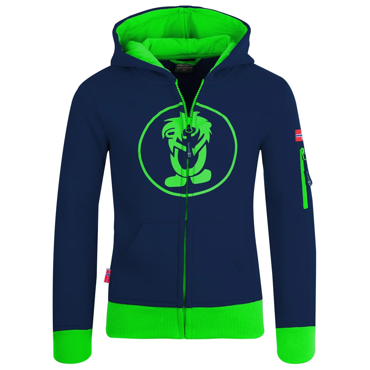 Детски суичър Trollkids Kids Sortland Jacket Hoodie - Navy / Green
