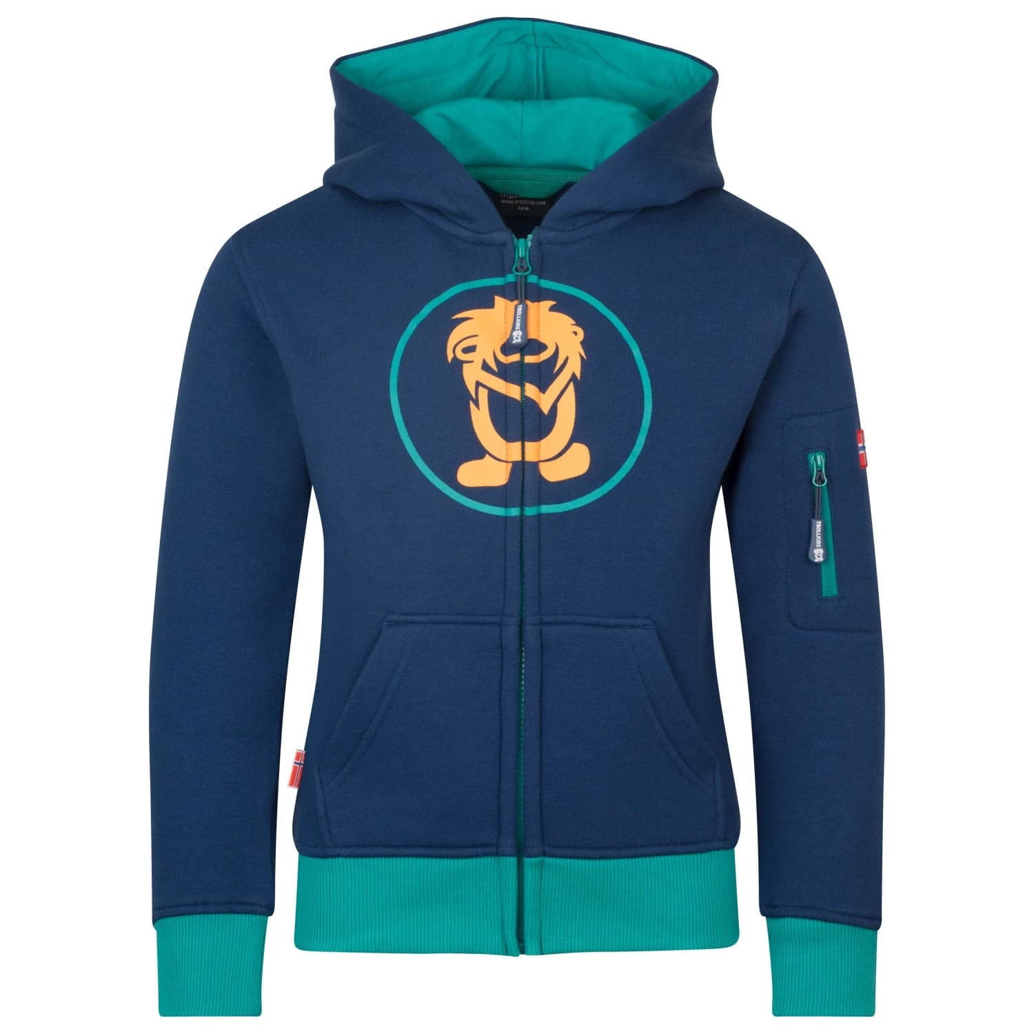 Детски суичър Trollkids Kids Sortland Jacket Hoodie - Dark Indigo / Sea Green