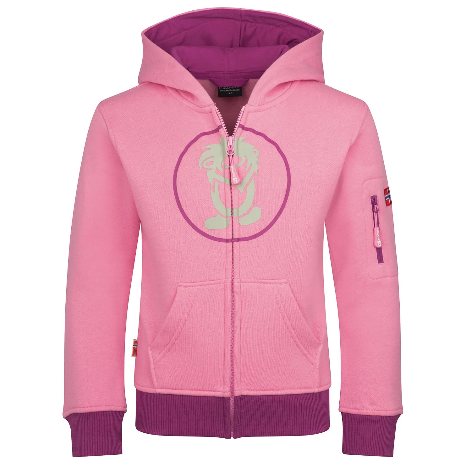 Детски суичър Trollkids Kids Sortland Jacket Hoodie - Candy Pink / Fresh Berry