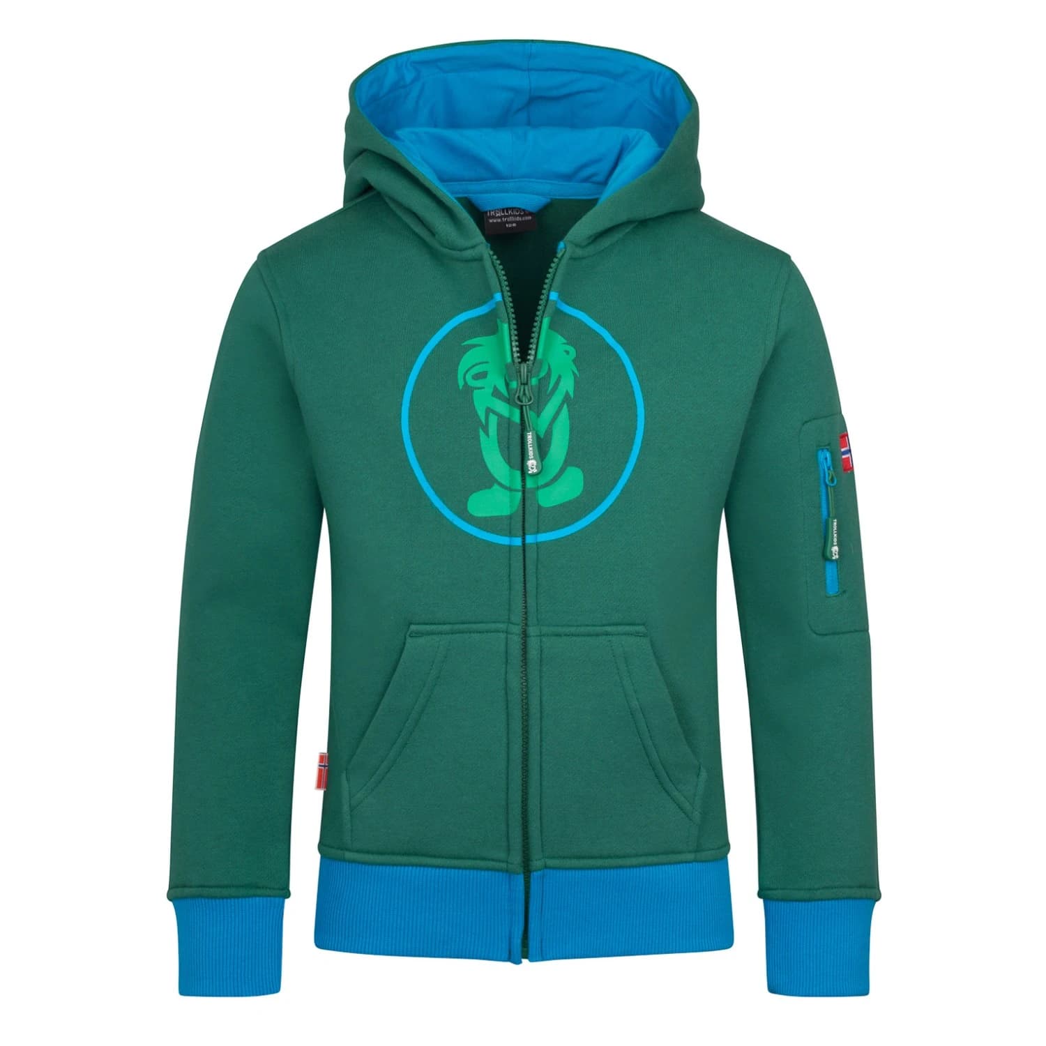 Детски суичър Trollkids Kids Sortland Jacket Hoodie - Jungle Green / Dynamic Blue