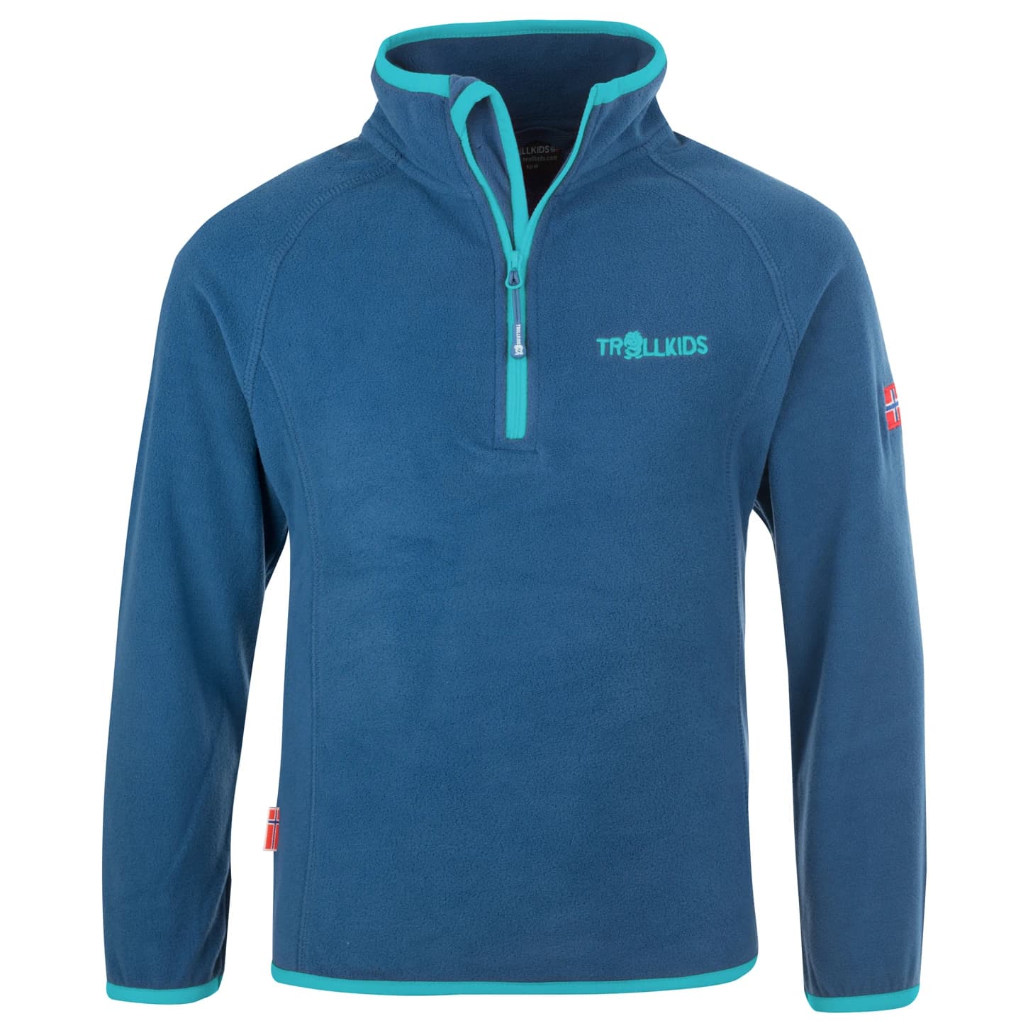Детски поларен пуловер Trollkids Kid's Nordland Half Zip Fleece jumper - Midnight Blue / Dark Mint