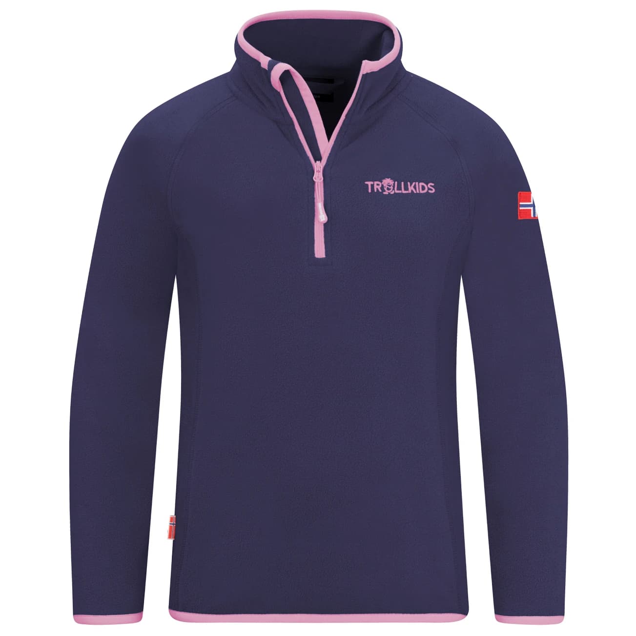 Детски поларен пуловер Trollkids Kid's Nordland Half Zip Fleece jumper - Violet Blue / Wild Rose