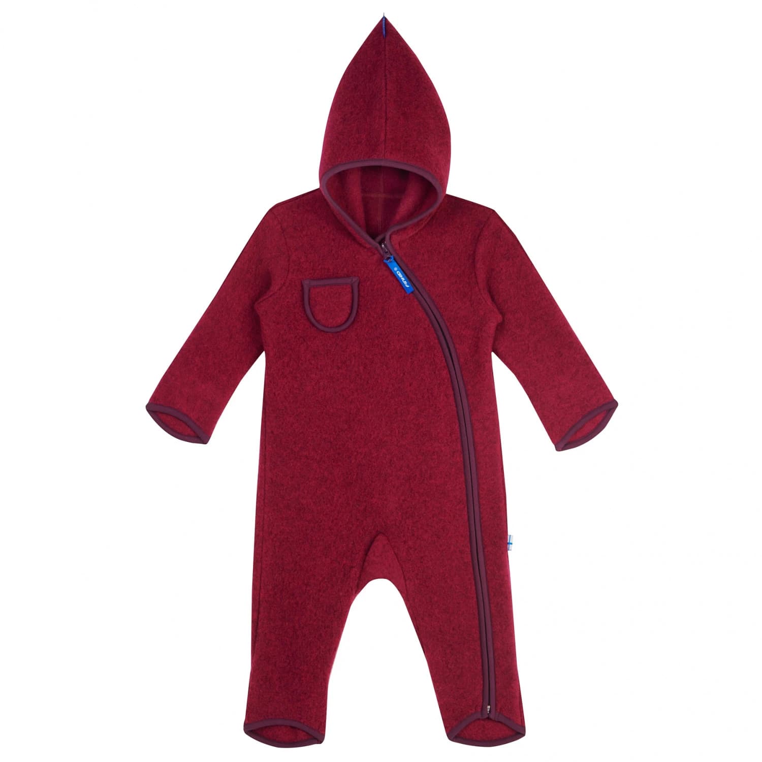Детски цял костюм Finkid Kid's Puku Wool Overall - Beet Red / Eggplant