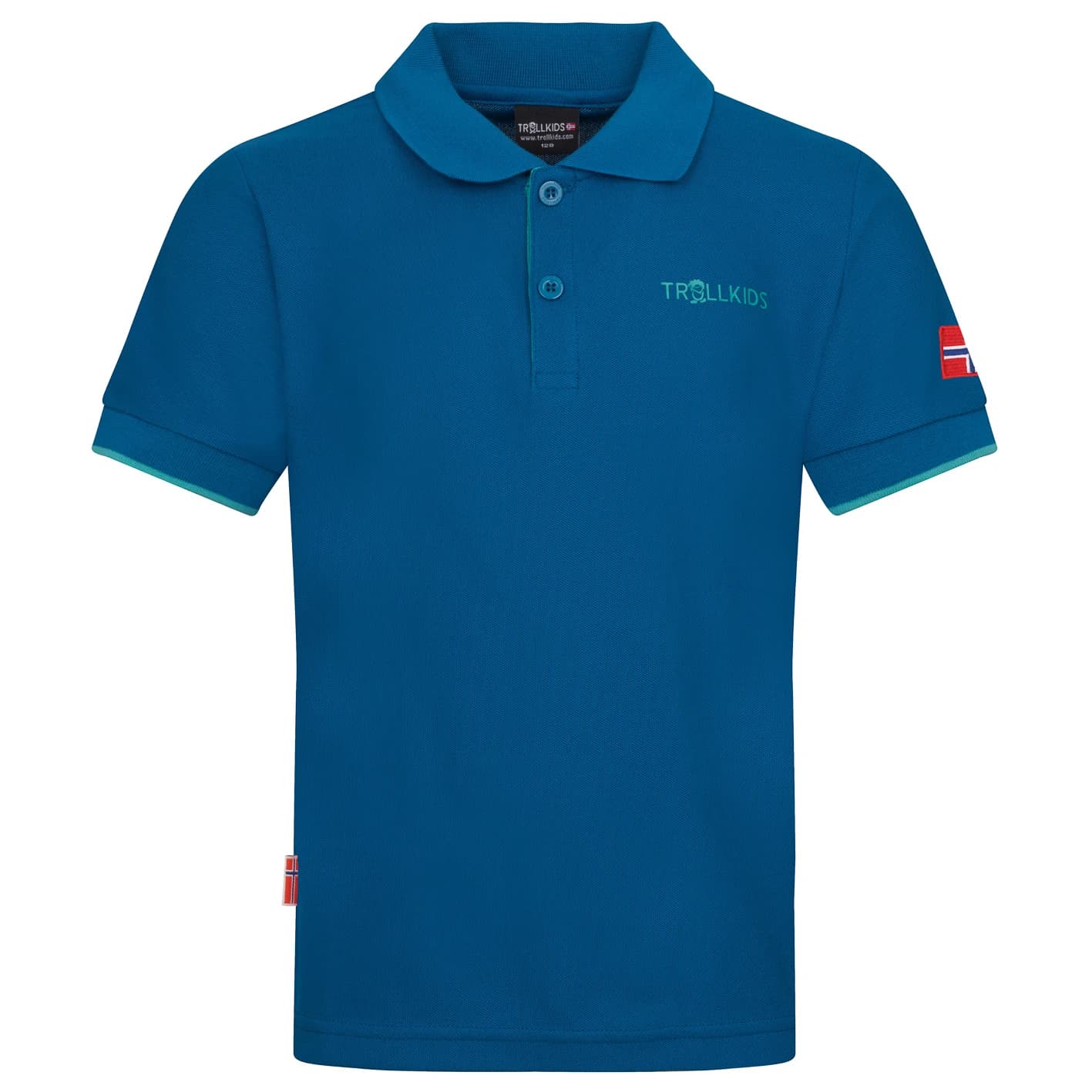 Детска поло тениска Trollkids Kid's Bergen Polo XT Polo shirt - Summernight Blue / Blue Coral