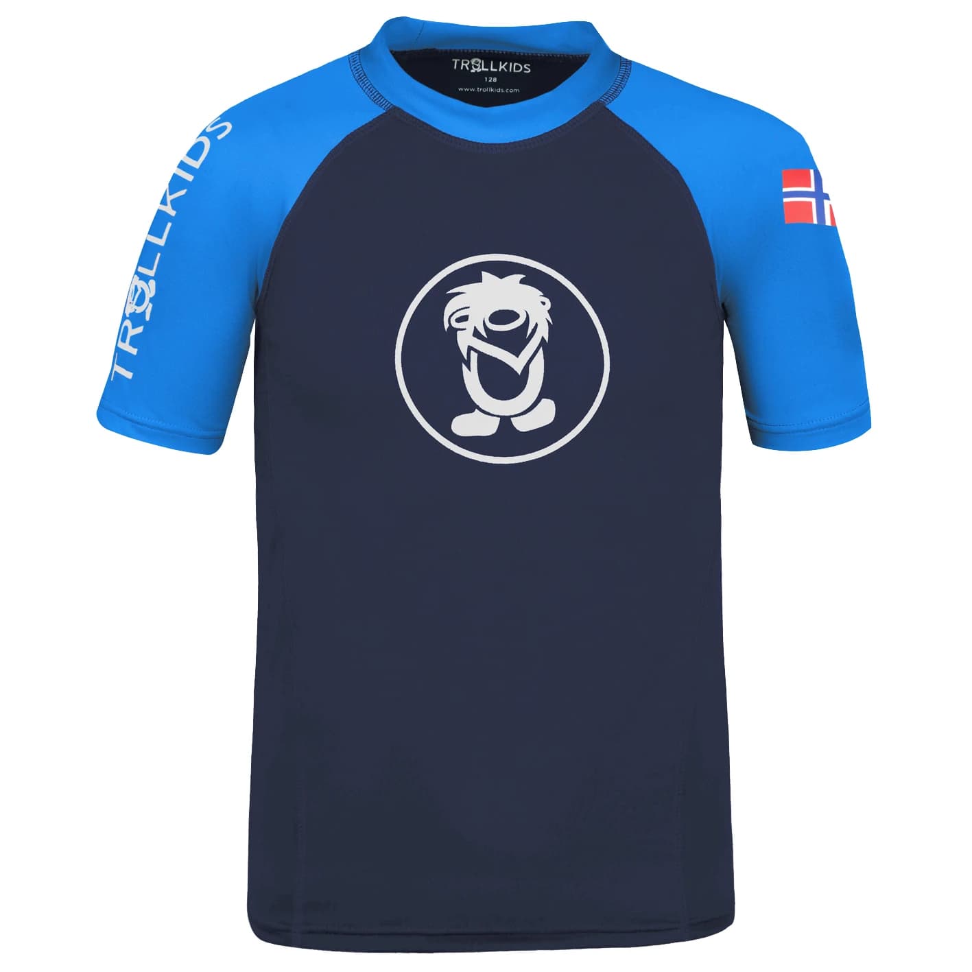 Детска плажна тениска от ликра Trollkids Kid's Kvalvika T Sport shirt - Navy / Medium Blue