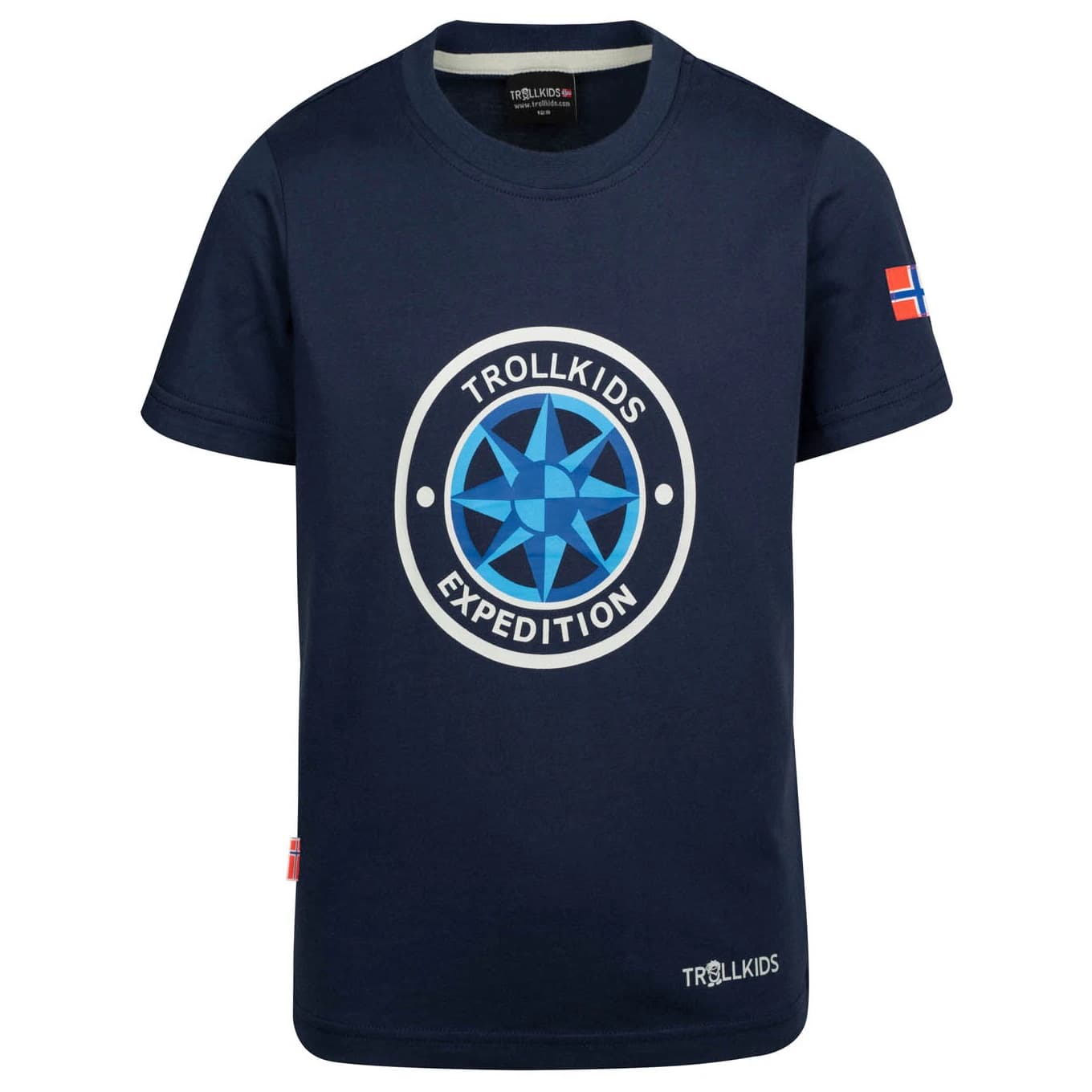 Детска тениска Trollkids Kid's Windrose T T-shirt - Navy / Cloudy Grey