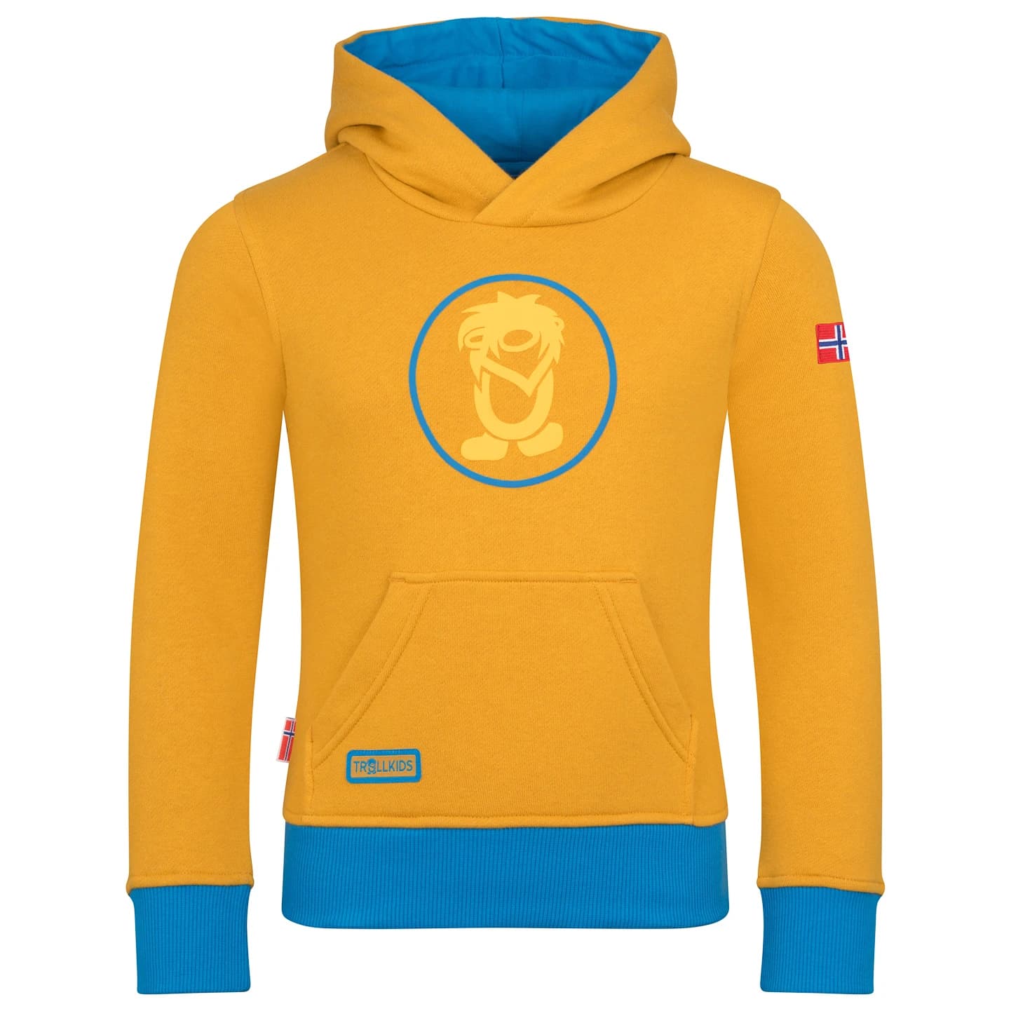 Детски суичър Trollkids Kid's Troll Sweater Hoodie - Mustard / Dynamic Blue