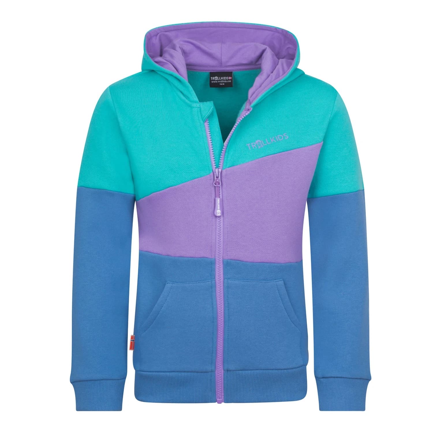 Детски суичър Trollkids Kid's Alesund Sweater Hoodie - Cornflower / Aquamarine