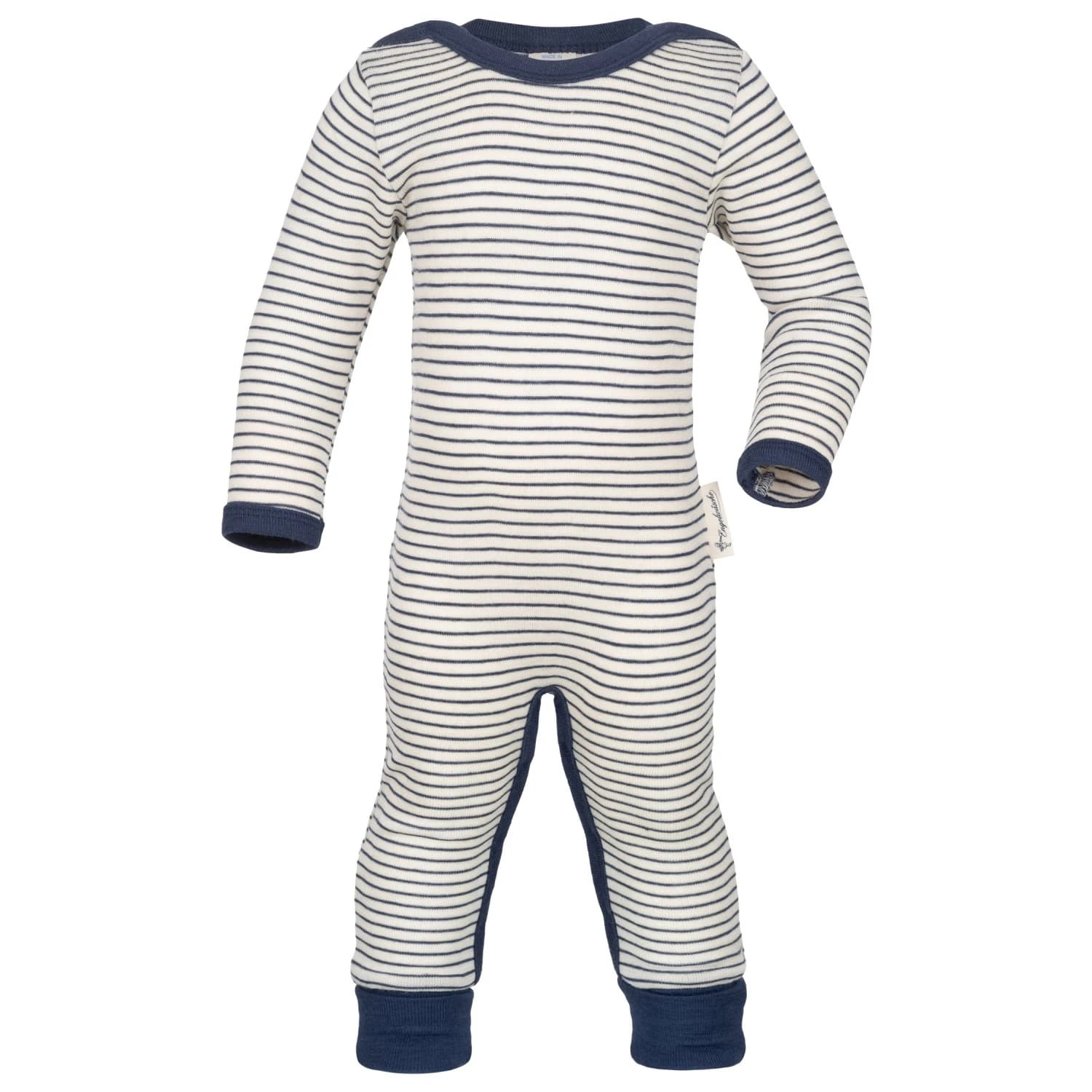 Детски цял костюм Engel Kid's Schlafoverall mit Fuß-Umschlag Overall - Natur / Marine