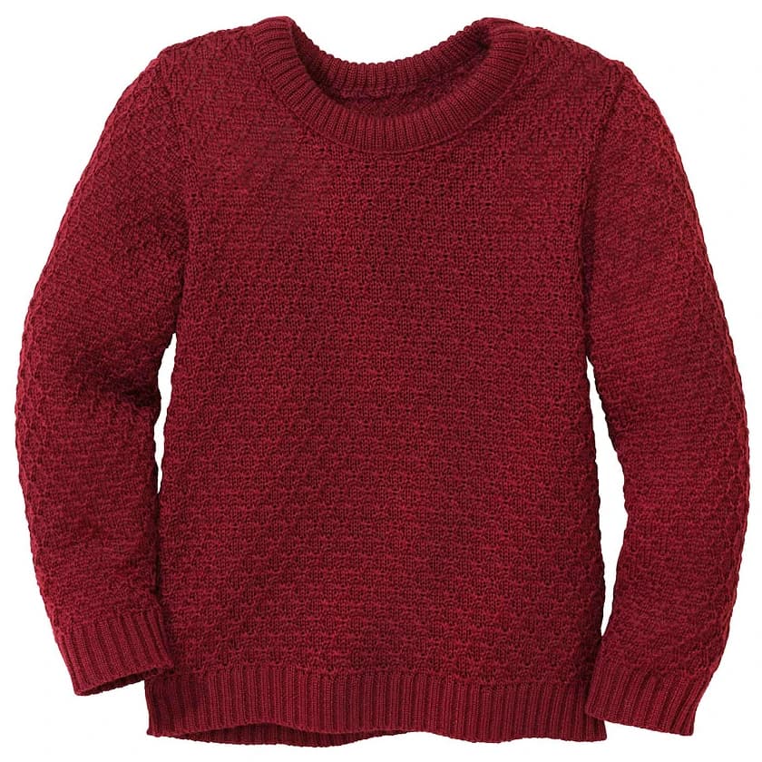 Детски вълнен пуловер Disana Kid's Aran-Pullover Wool jumper - Cassis