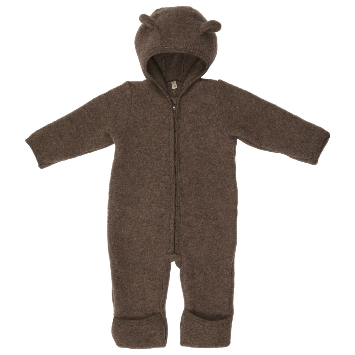 Цял костюм Huttelihut Baby's Pram Suit Bear Ears Wool Fleece Overall - Brown Melange
