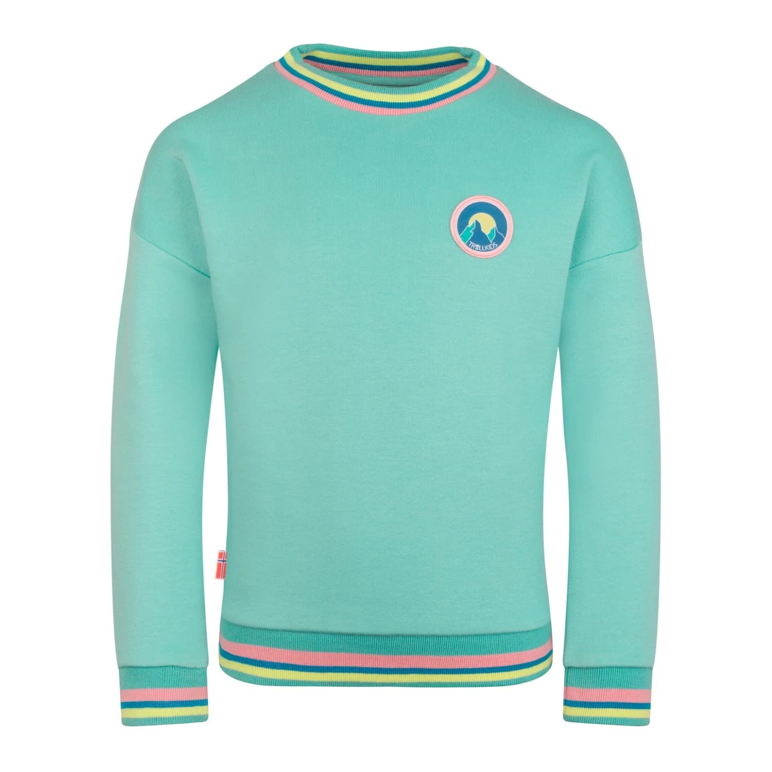 Детски пуловер Trollkids Girl's Senja Sweatshirt Jumper - Aqua Haze