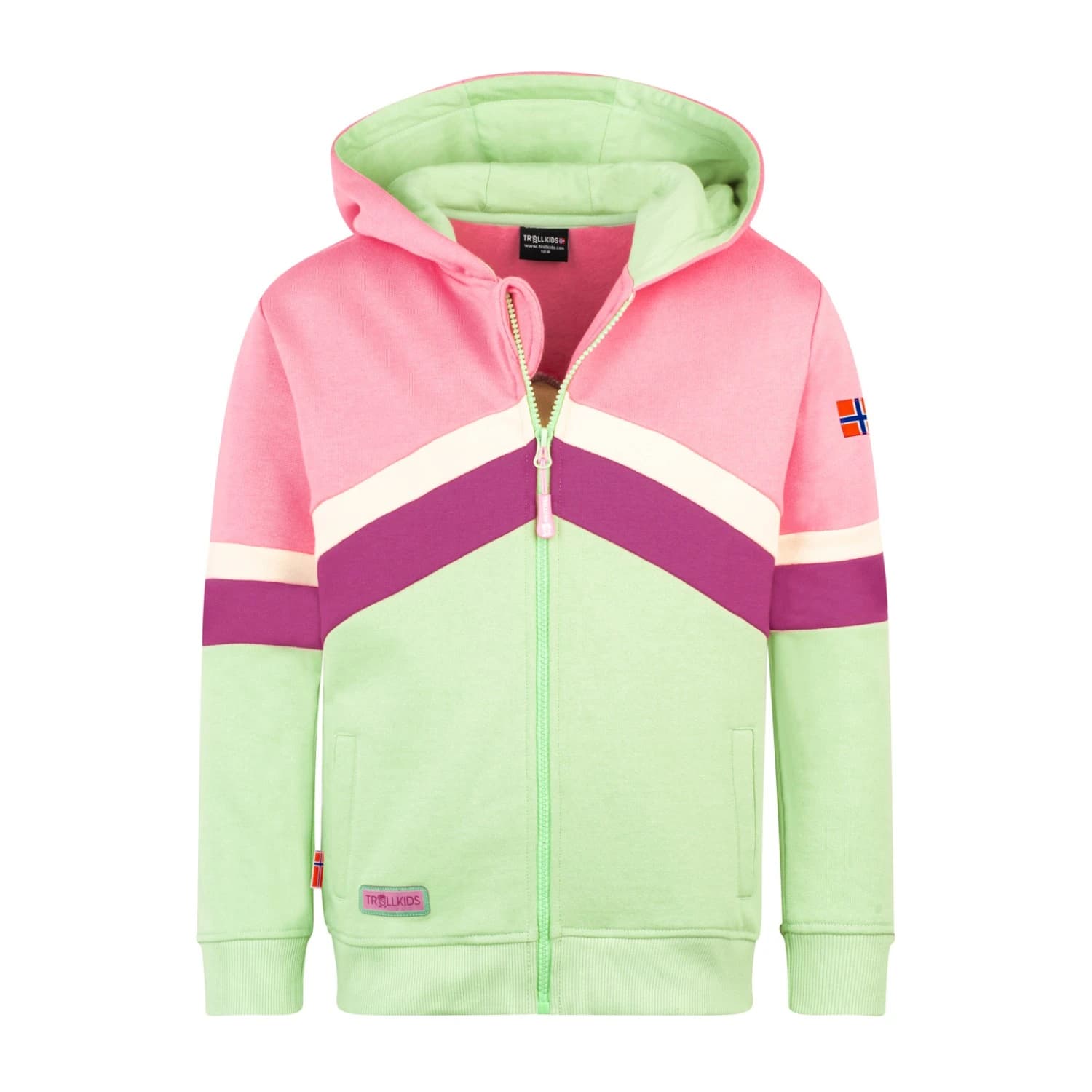 Детско яке за тренировка Trollkids Girl's Flekkefjord Jacket Training jacket - Candy Pink / Fresh Berry