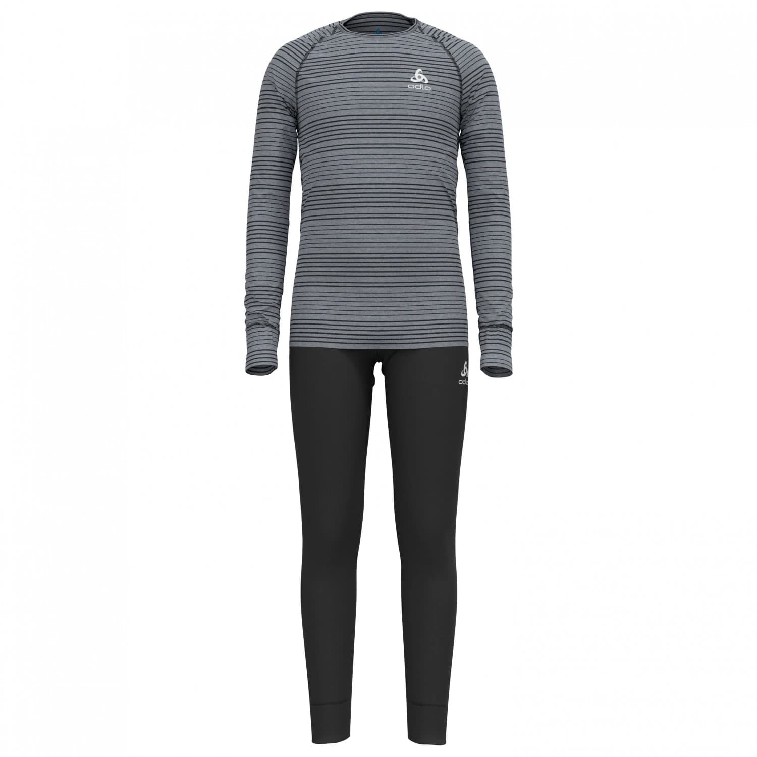 Детско синтетично термобельо Odlo Kid's Long Active Warm Eco Set Synthetic base layer - Black / Grey Melange
