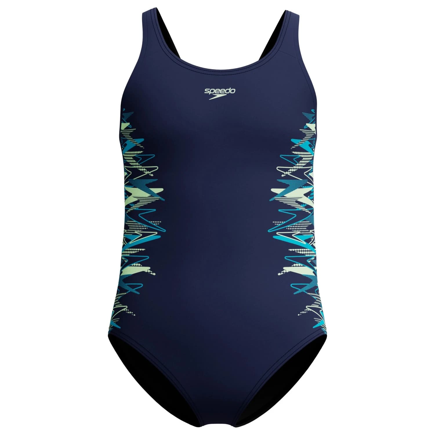 Детски бански костюм Speedo Kid's Placmement Muscleback Swimsuit - Peacoat / Pale Clover