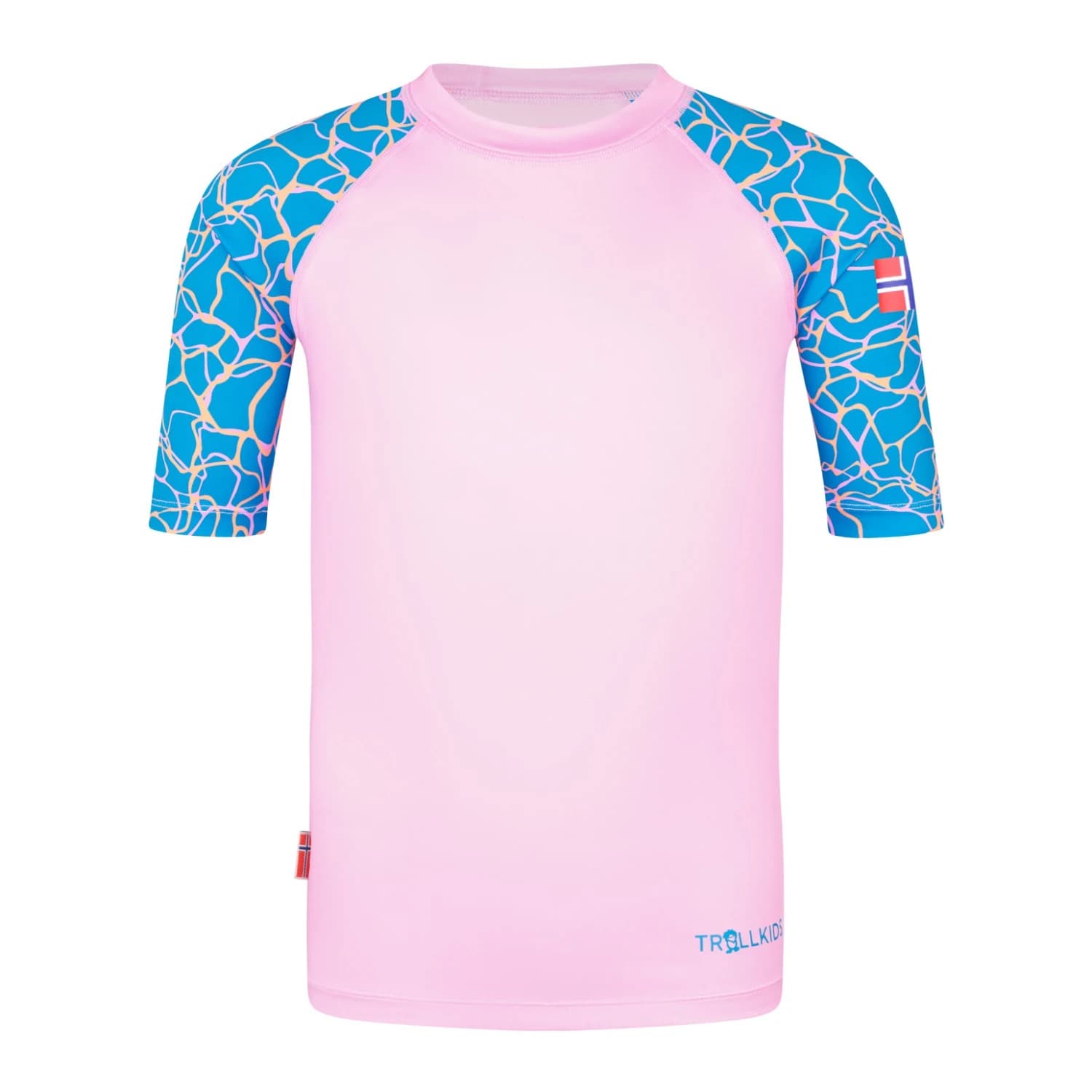 Детска ликра Trollkids Girl's Haukland T Lycra - Dynamic Blue / Candy Pink