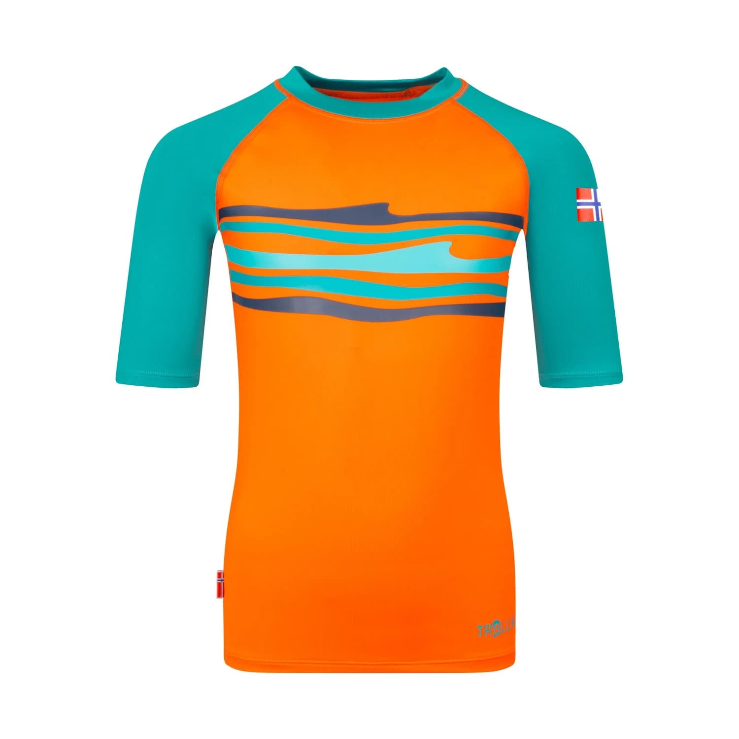 Детска ликра Trollkids Kid's Haukland T Lycra - Bright Orange / Lake Blue