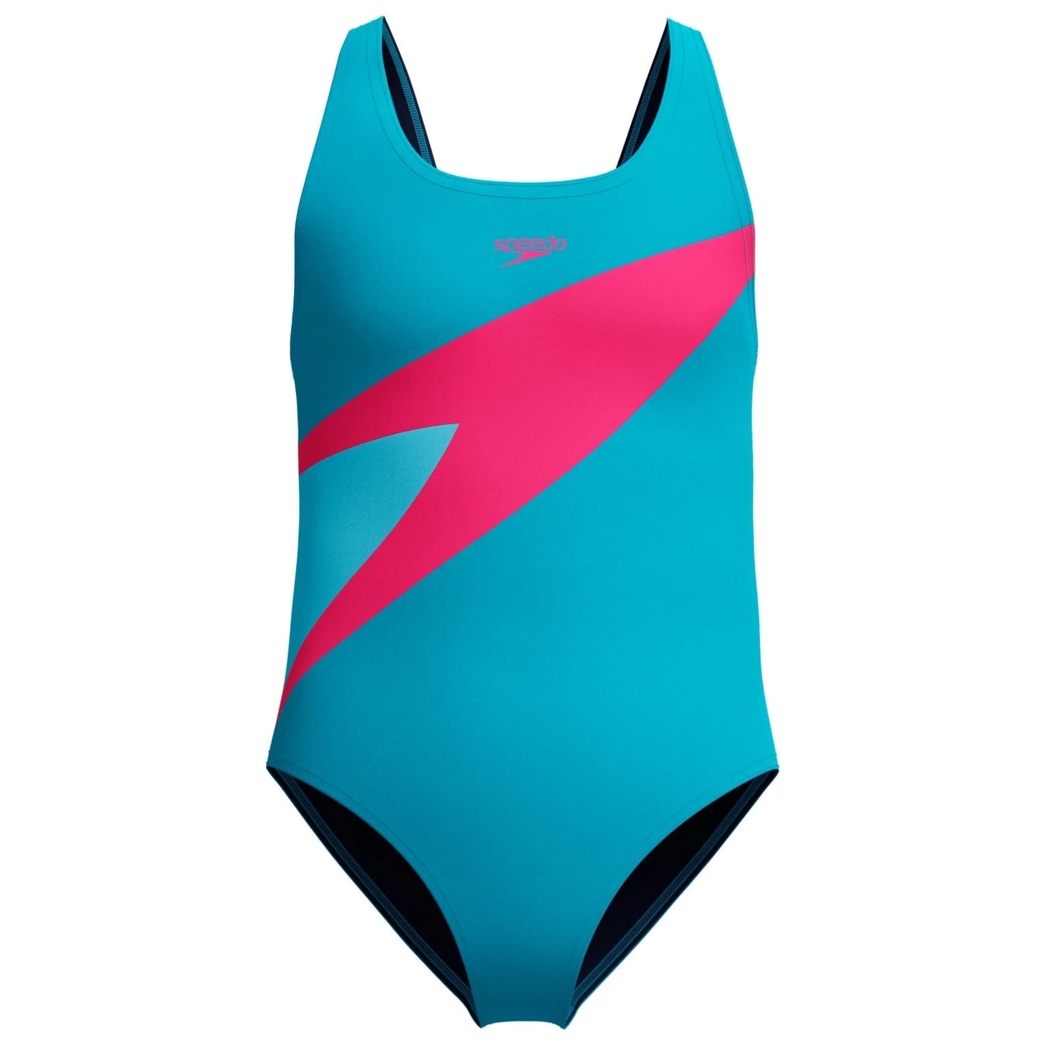 Детски бански костюм Speedo Kid's Hyperboom Butterfly Back One Piece Swimsuit - Mayan Blue/Margarita Pink
