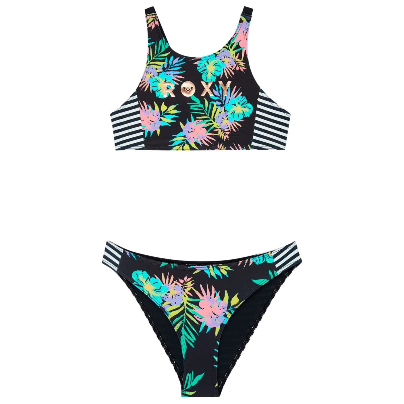 Детски комплект бикини Roxy Kid's Roxy Active RG Crop Top Set Bikini - Anthracite Aquarella Active Rg